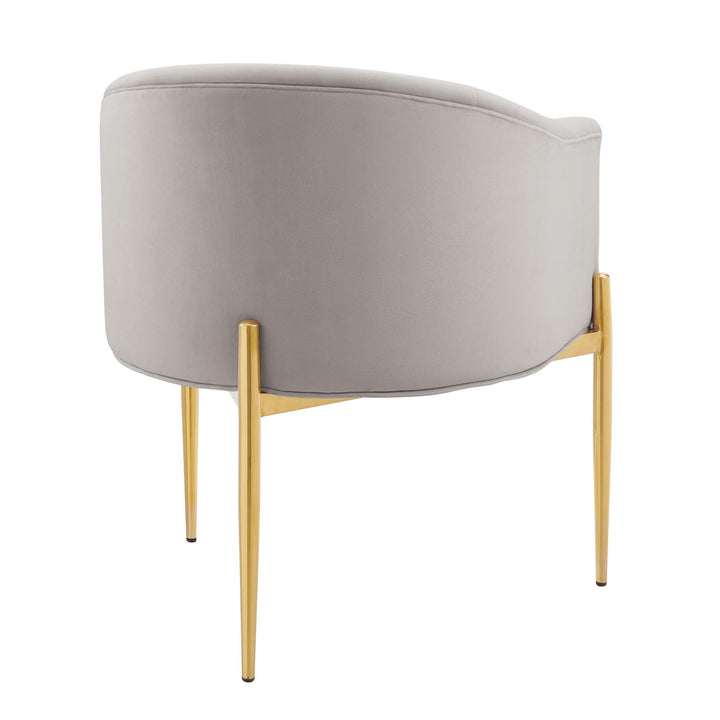 Sprig Velvet Tufted Accent Chair – Light Grey Denmark Home