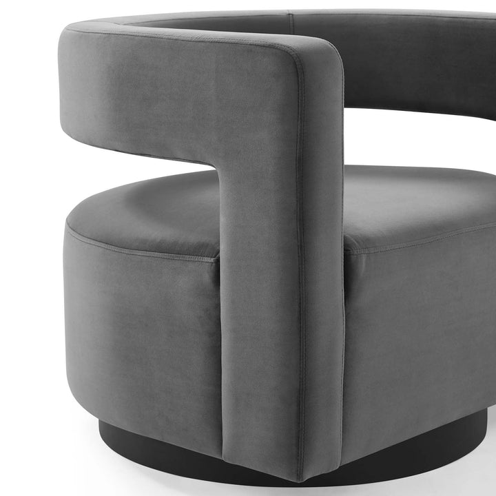 Quip Performance Velvet Swivel Accent Armchair – Grey Denmark Home