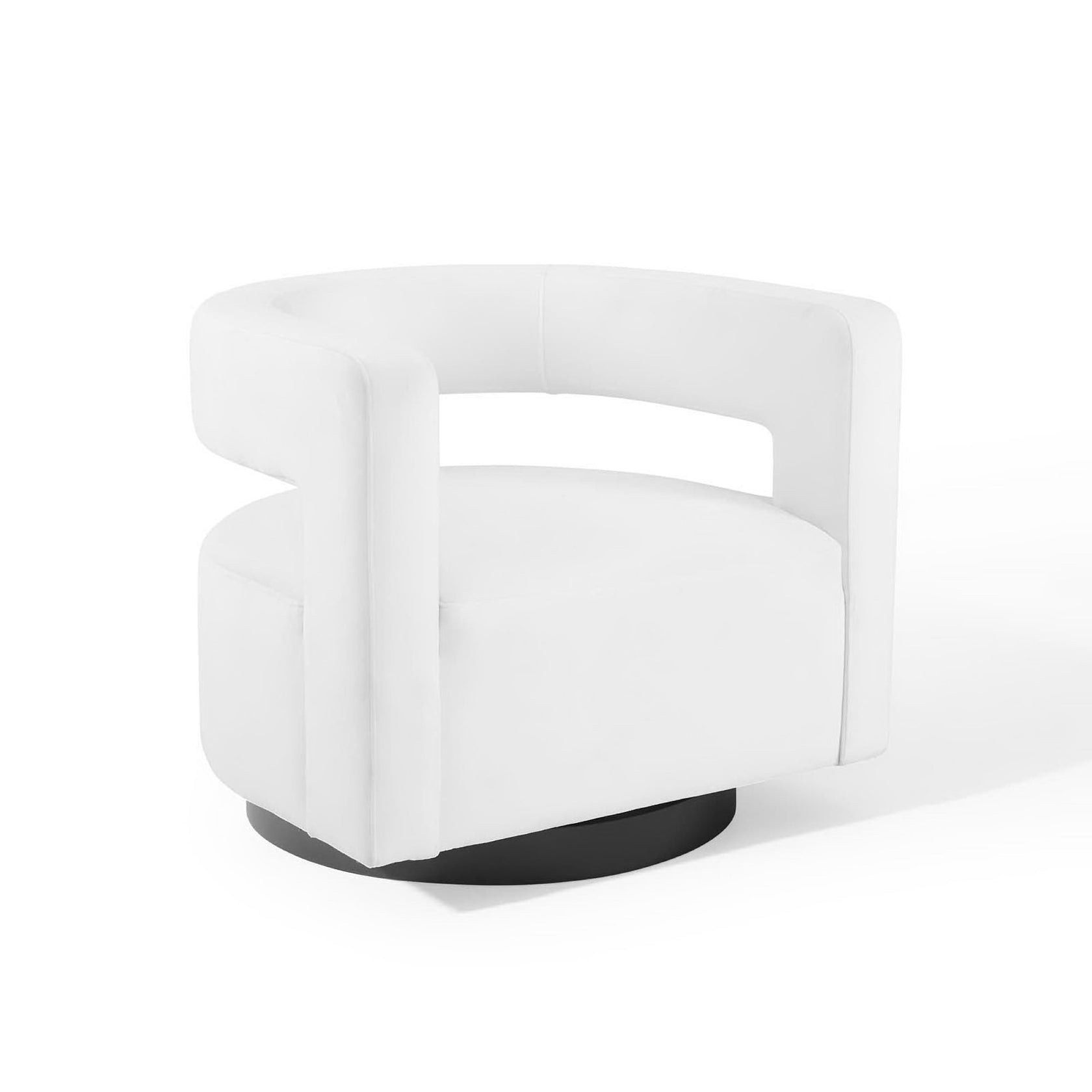 Quip Performance Velvet Swivel Accent Armchair – White Denmark Home