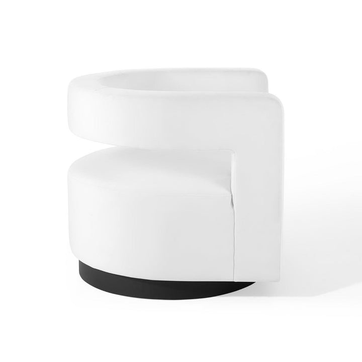 Quip Performance Velvet Swivel Accent Armchair – White Denmark Home
