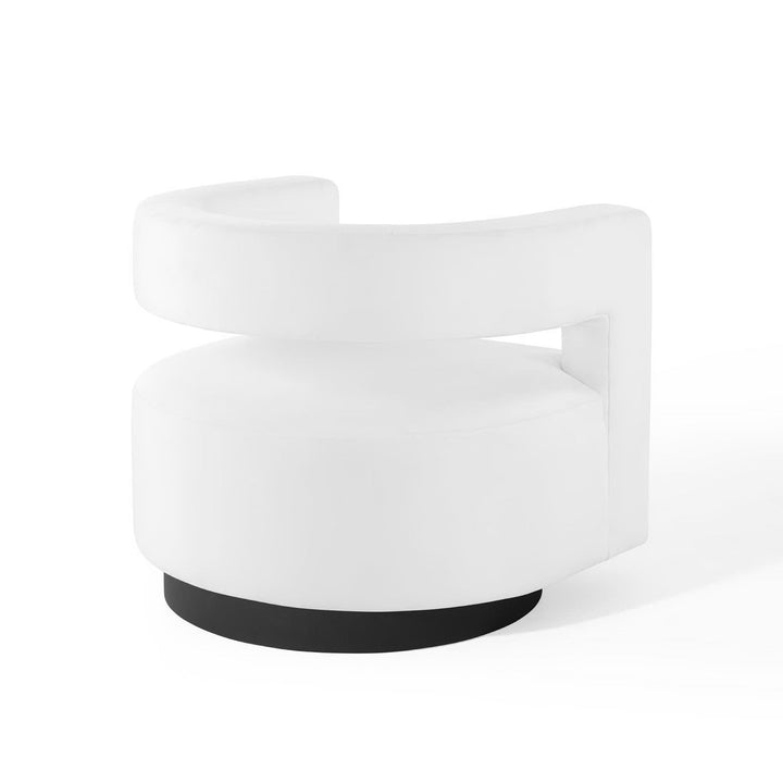 Quip Performance Velvet Swivel Accent Armchair – White Denmark Home