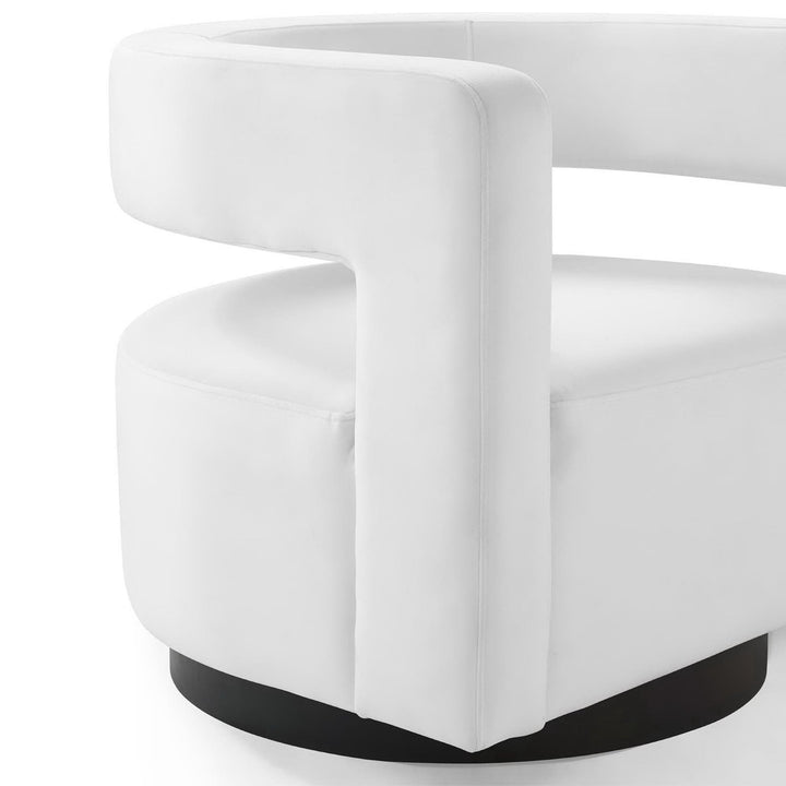 Quip Performance Velvet Swivel Accent Armchair – White Denmark Home