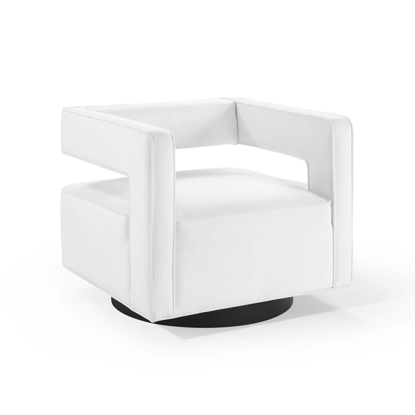 Hewn Velvet Swivel Accent Chair – White Denmark Home