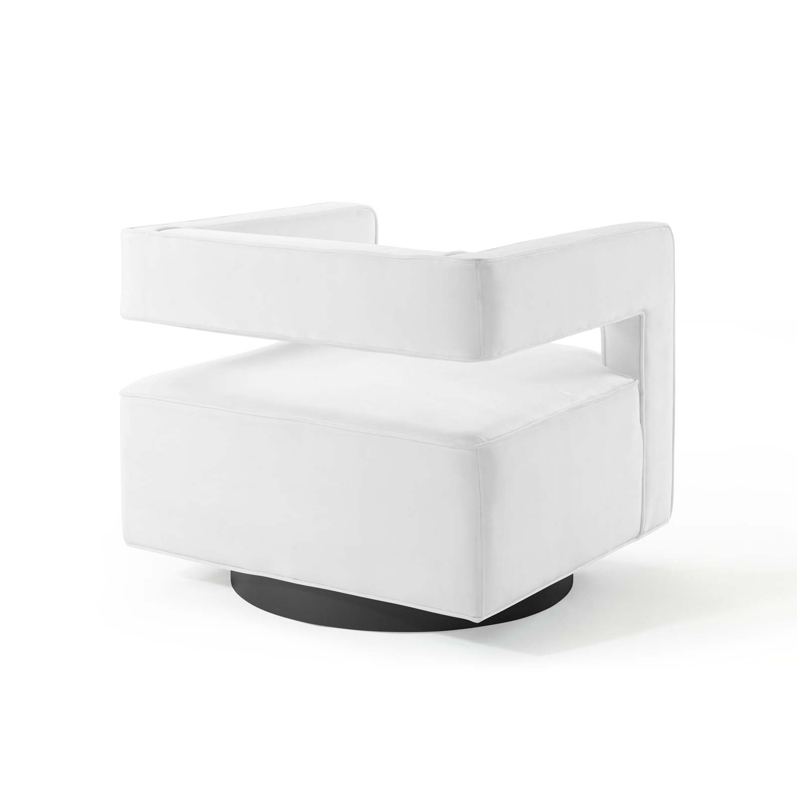 Hewn Velvet Swivel Accent Chair – White Denmark Home