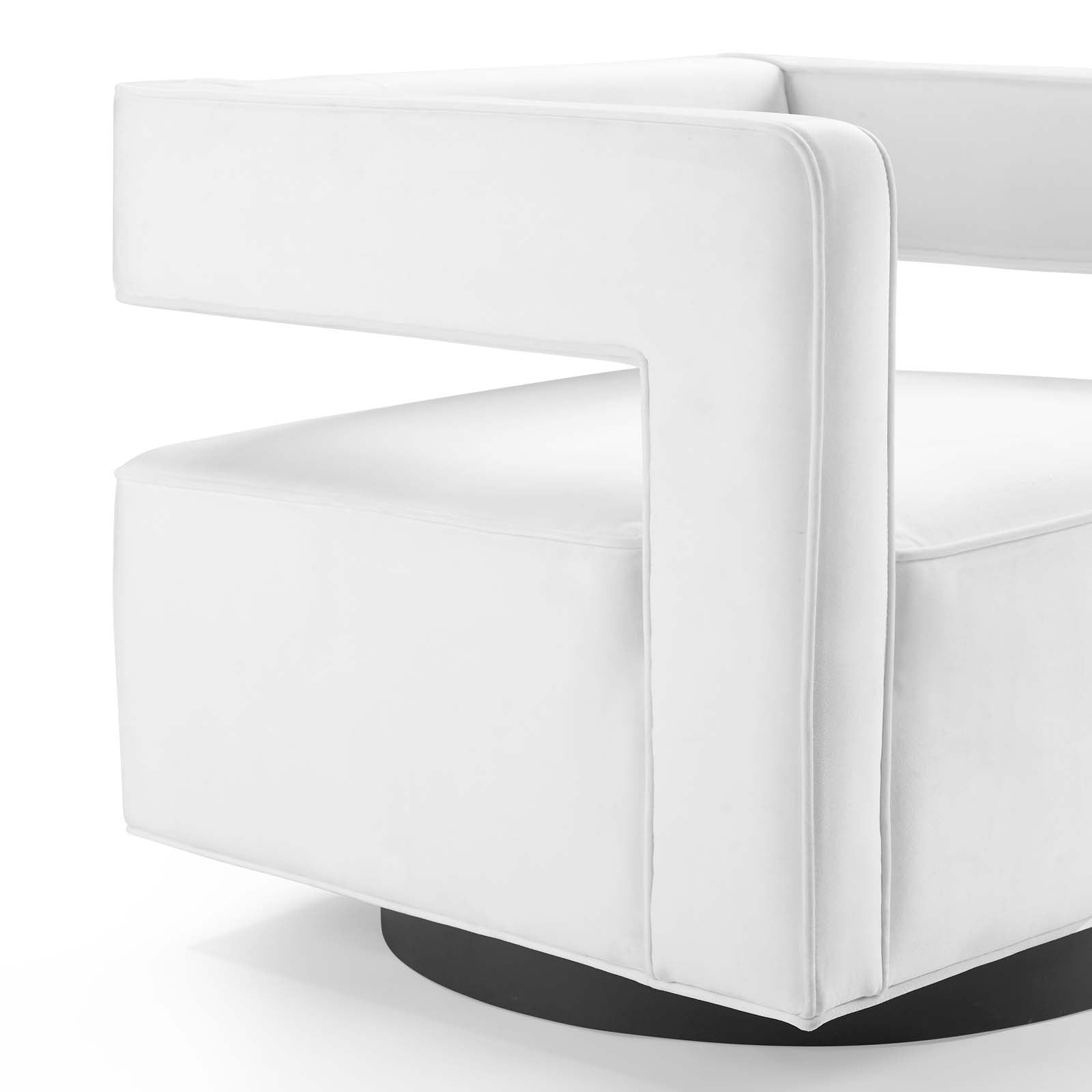 Hewn Velvet Swivel Accent Chair – White Denmark Home