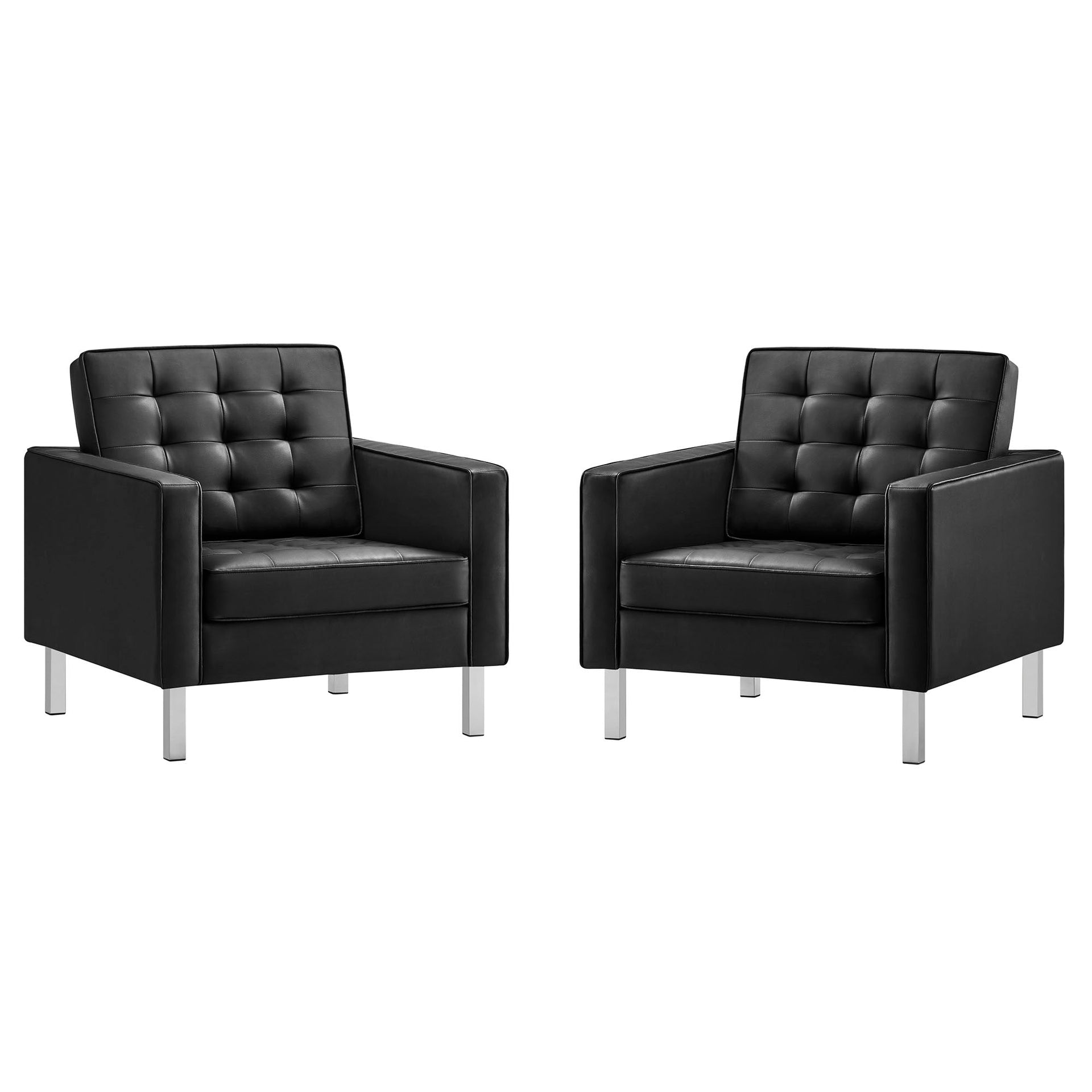 Iona Vegan Leather Armchair Set of 2 – Silver Black Denmark Home