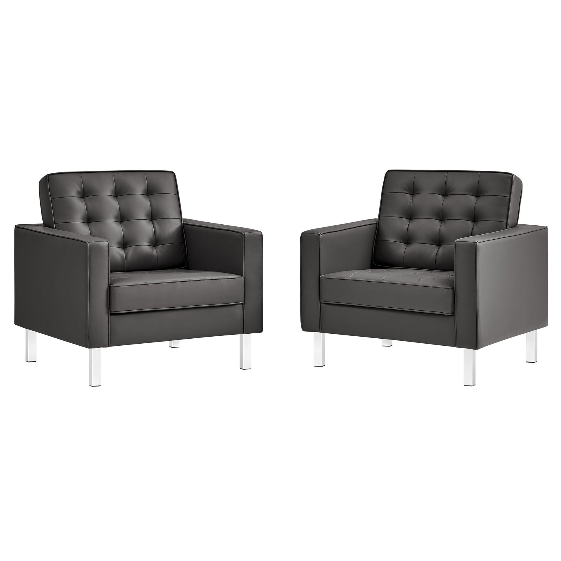 Iona Vegan Leather Armchair Set of 2 – Silver Gray Denmark Home