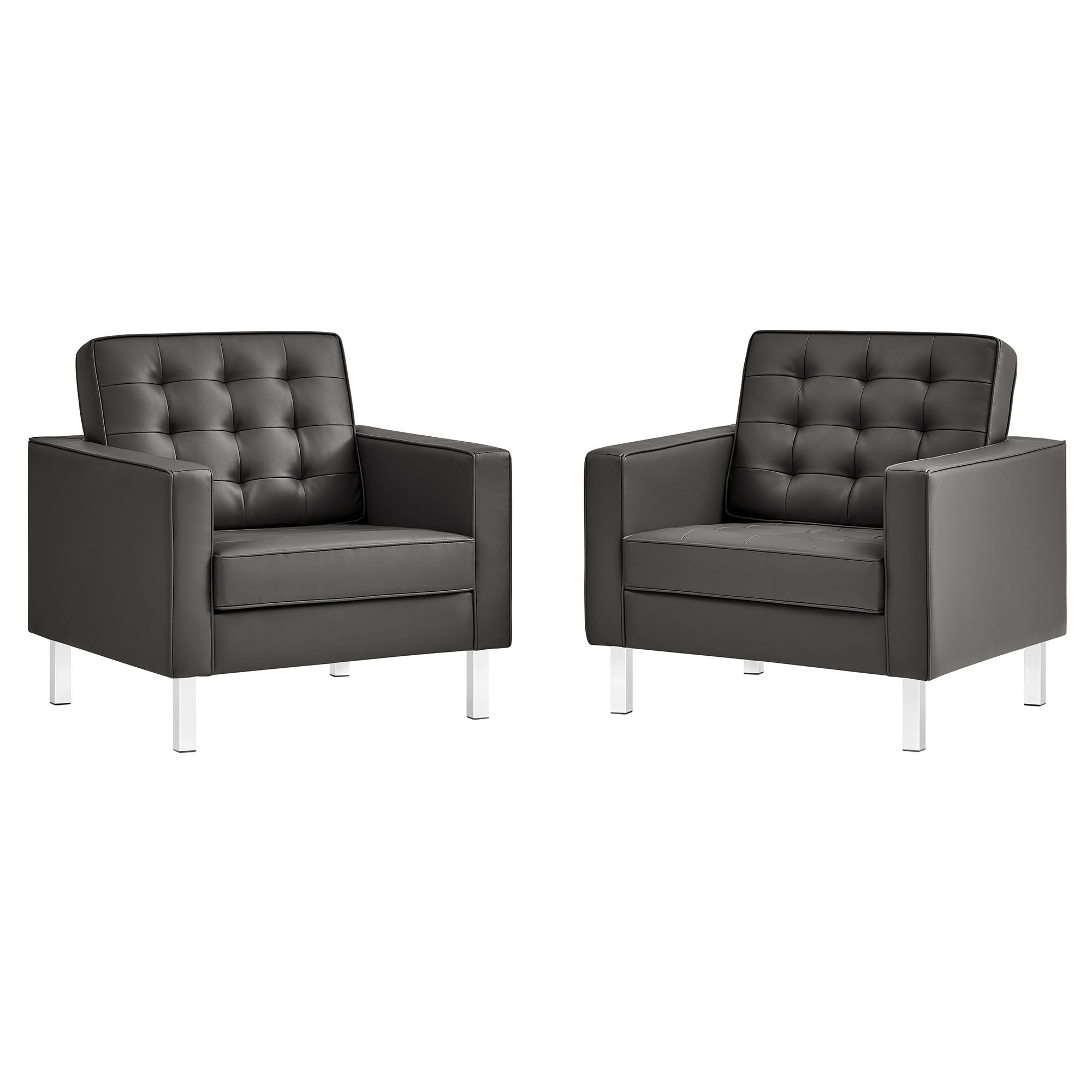 Iona Vegan Leather Armchair Set of 2 – Silver Gray Denmark Home