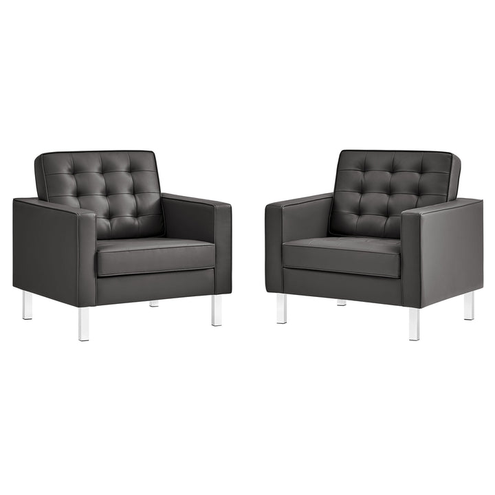 Iona Vegan Leather Armchair Set of 2 – Silver Gray Denmark Home