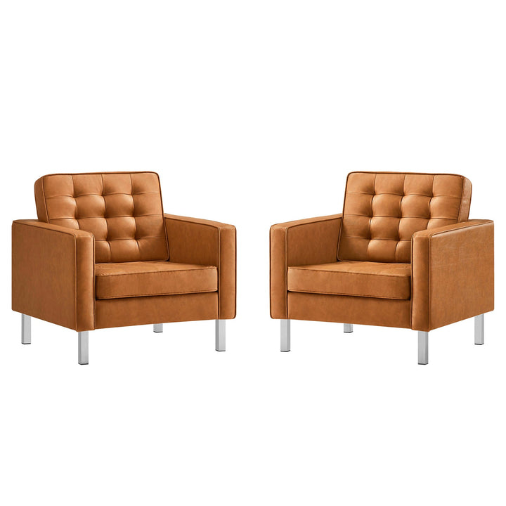 Iona Vegan Leather Armchair Set of 2 – Silver Tan Denmark Home