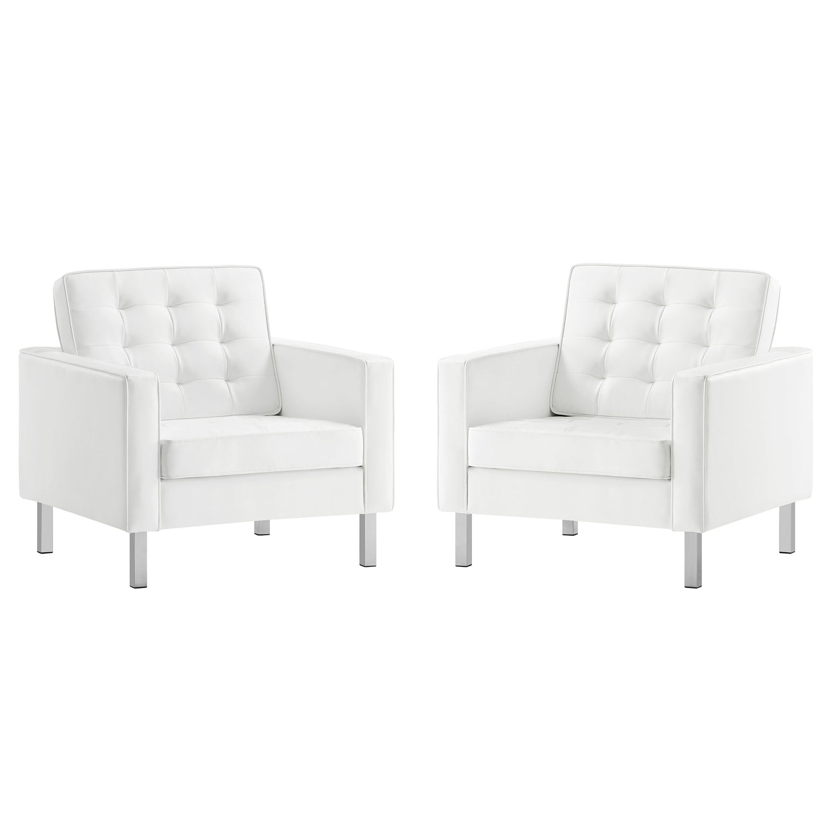 Iona Vegan Leather Armchair Set of 2 – Silver White Denmark Home