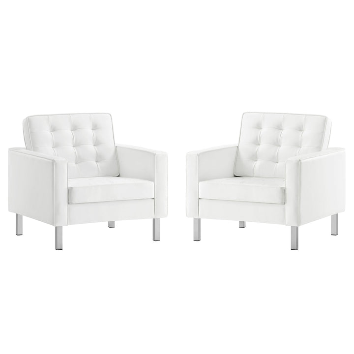 Iona Vegan Leather Armchair Set of 2 – Silver White Denmark Home