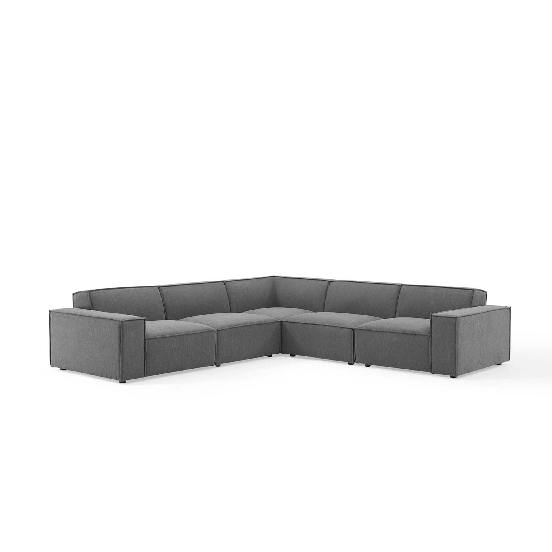 Lucent 5-Piece Fabric Sectional Sofa - Charcoal