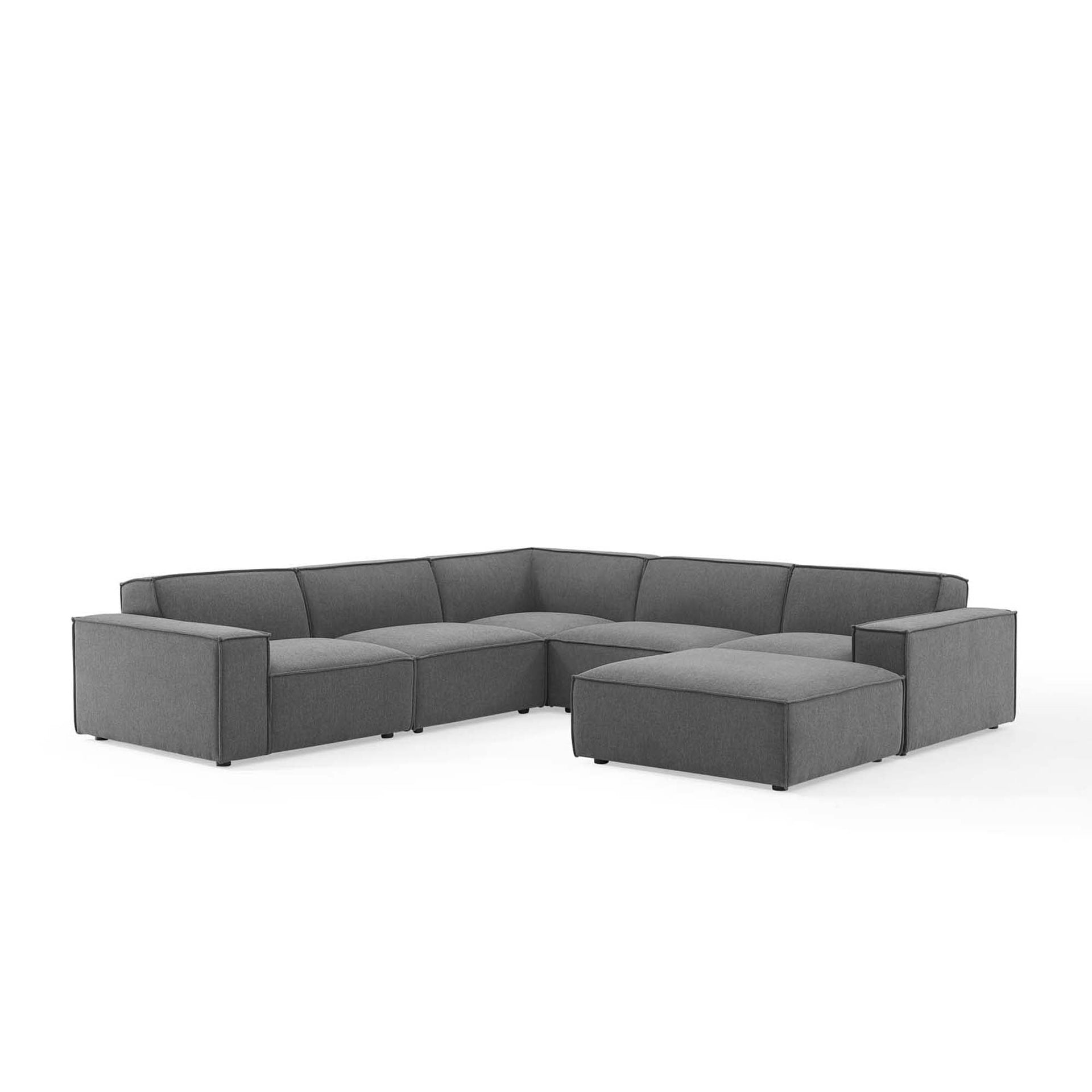 Lucent 6-Piece Fabric Sectional Sofa - Charcoal