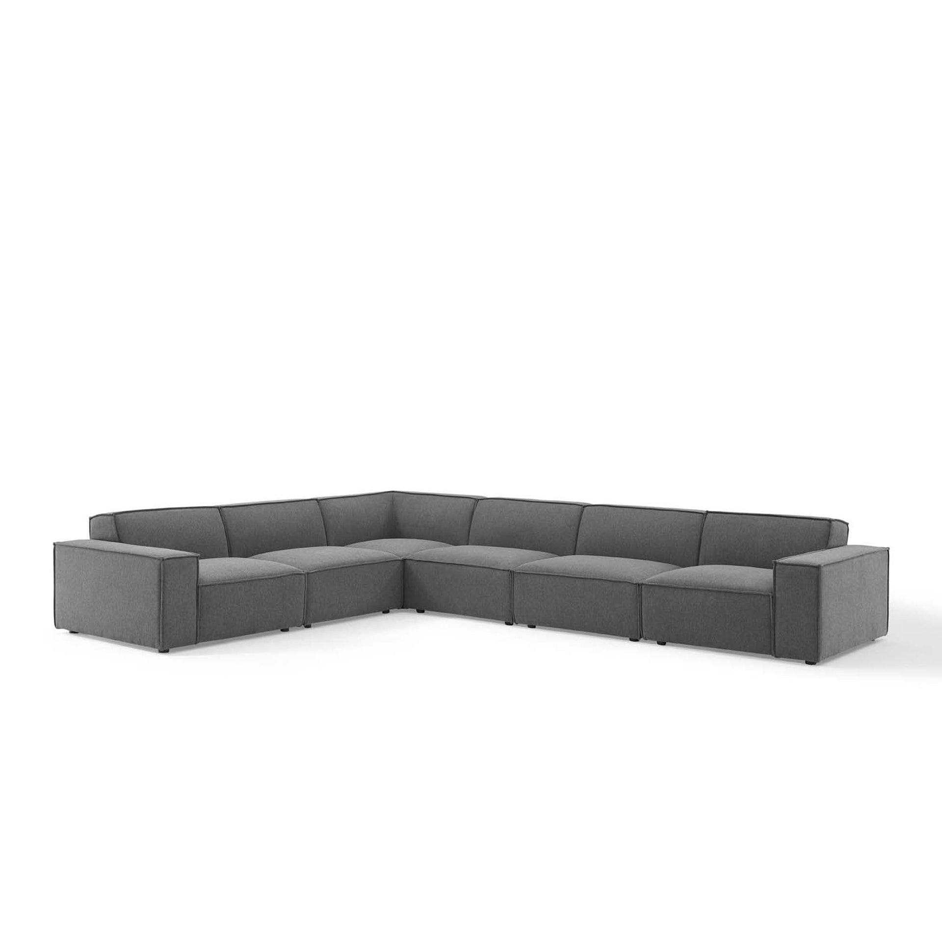 Lucent 6-Piece Fabric Sectional Sofa - Charcoal