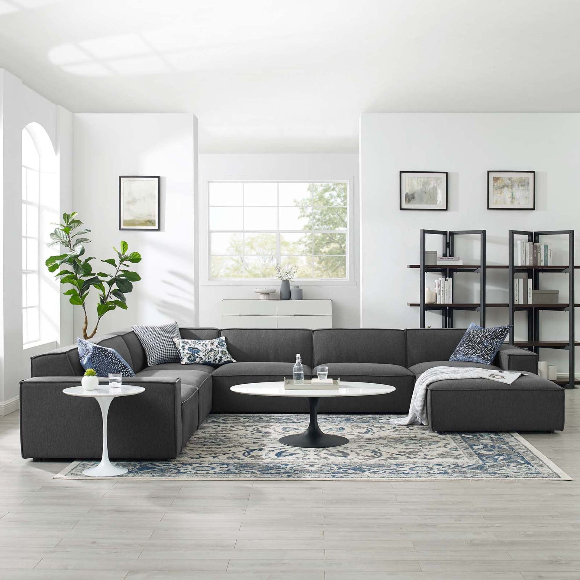 Lucent 7-Piece Fabric Sectional Sofa - Charcoal