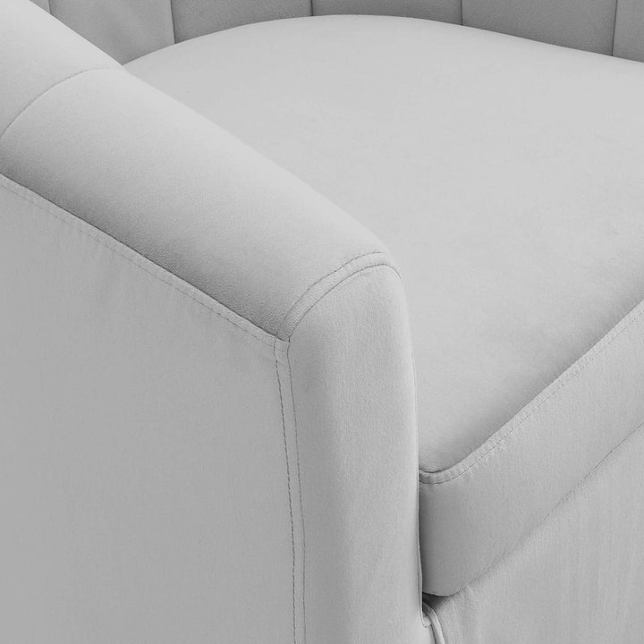 Kith Performance Velvet Swivel Armchair – Light Gray Denmark Home