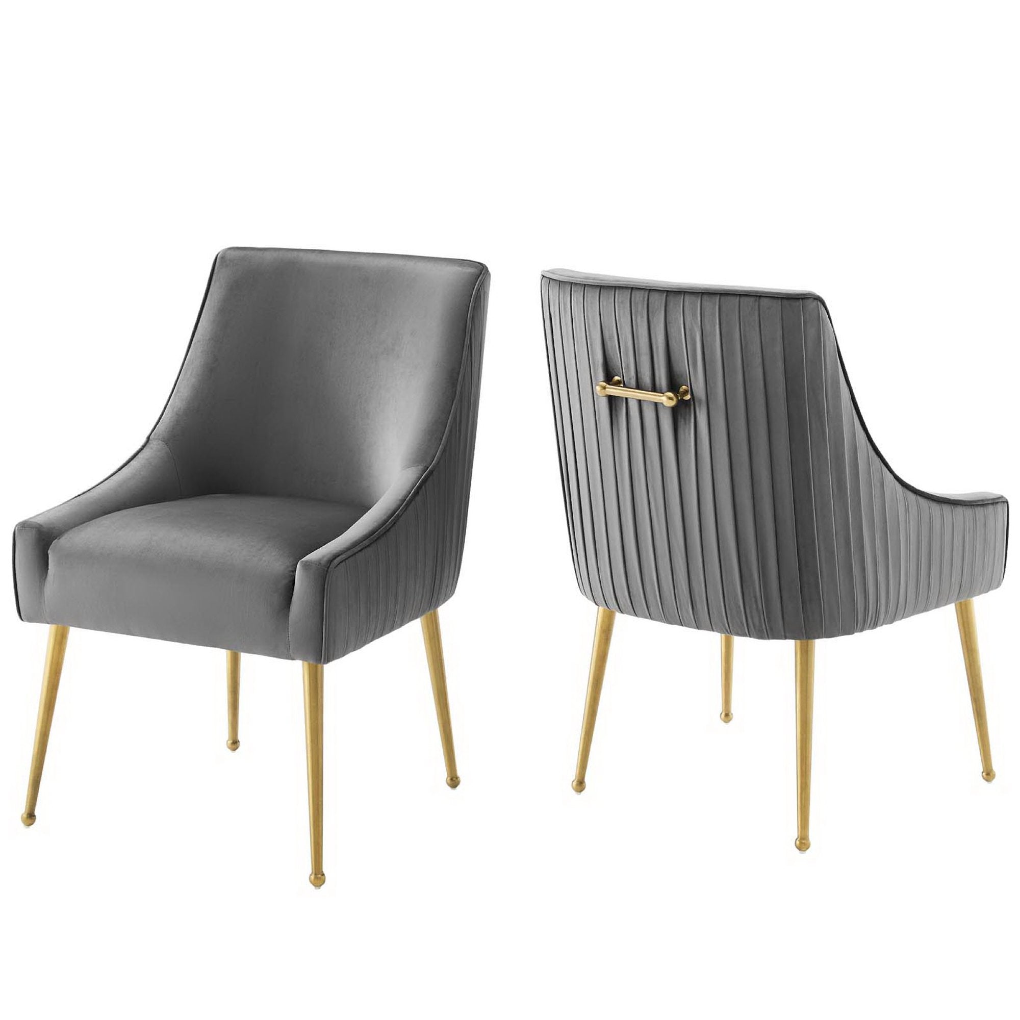 Swoop Performance Velvet Dining Chairs - Gray Denmark Home