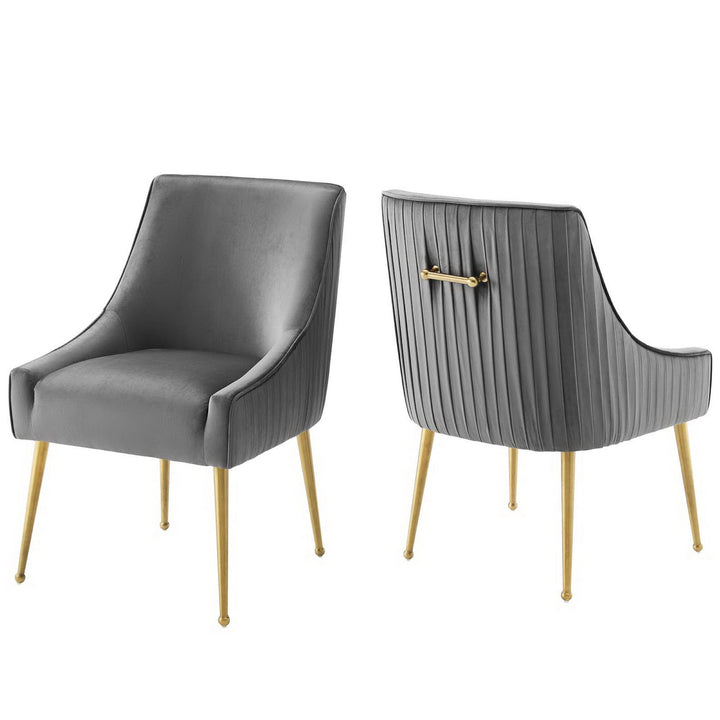 Swoop Performance Velvet Dining Chairs - Gray Denmark Home