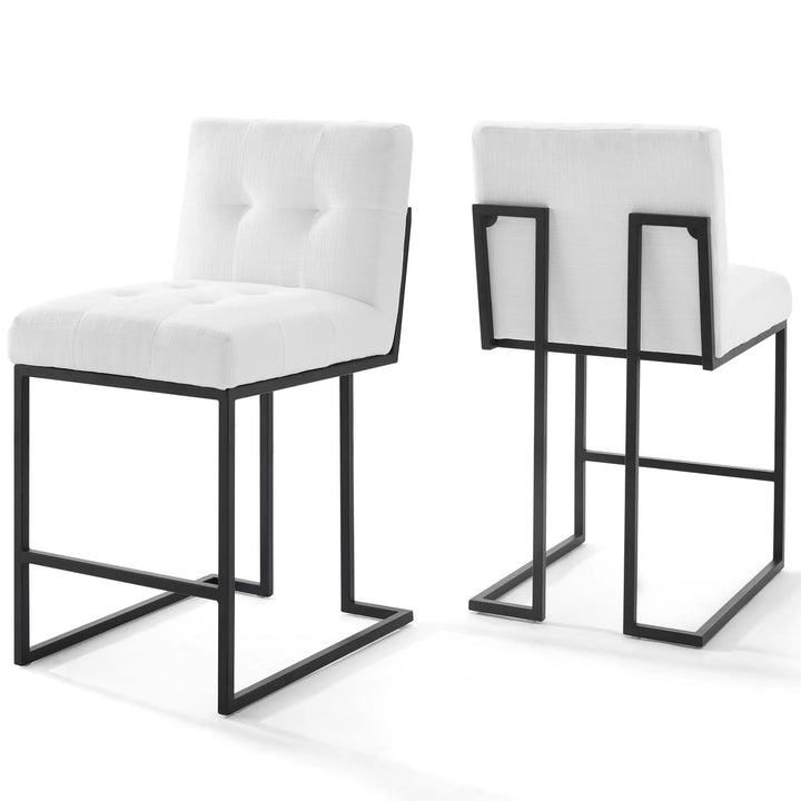Valénza Black Stainless Steel Upholstered Fabric Counter Stool Set of 2 - Black White Denmark Home