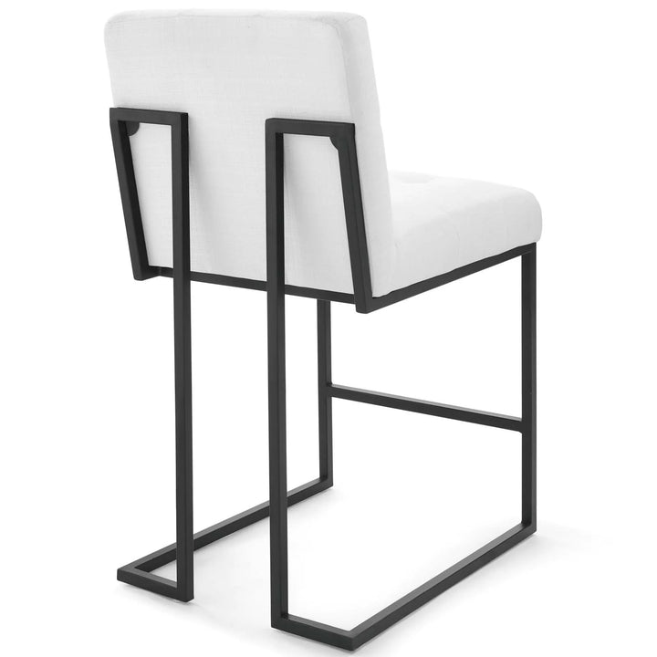 Valénza Black Stainless Steel Upholstered Fabric Counter Stool Set of 2 - Black White Denmark Home