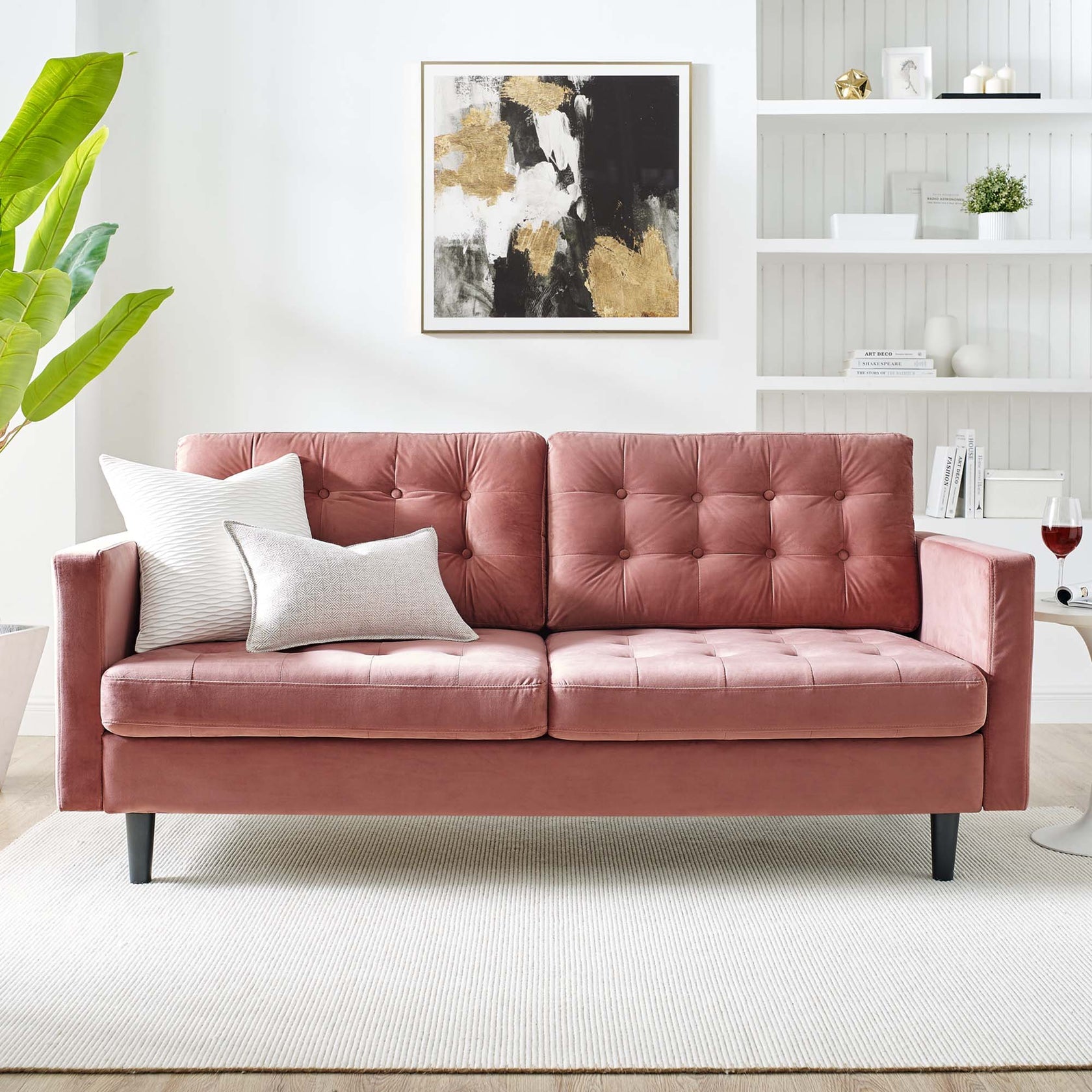 Synthesis Tufted Velvet Sofa - Dusty Rose