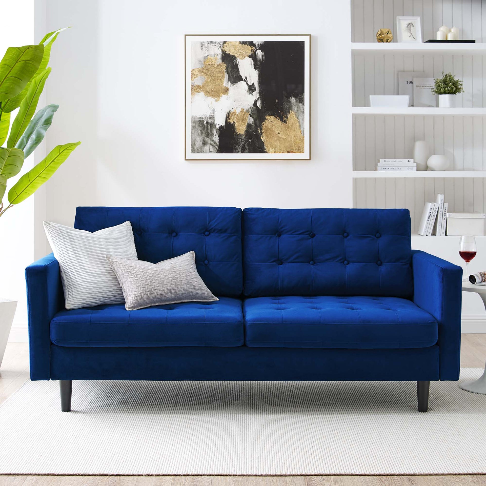 Synthesis Tufted Velvet Sofa - Navy