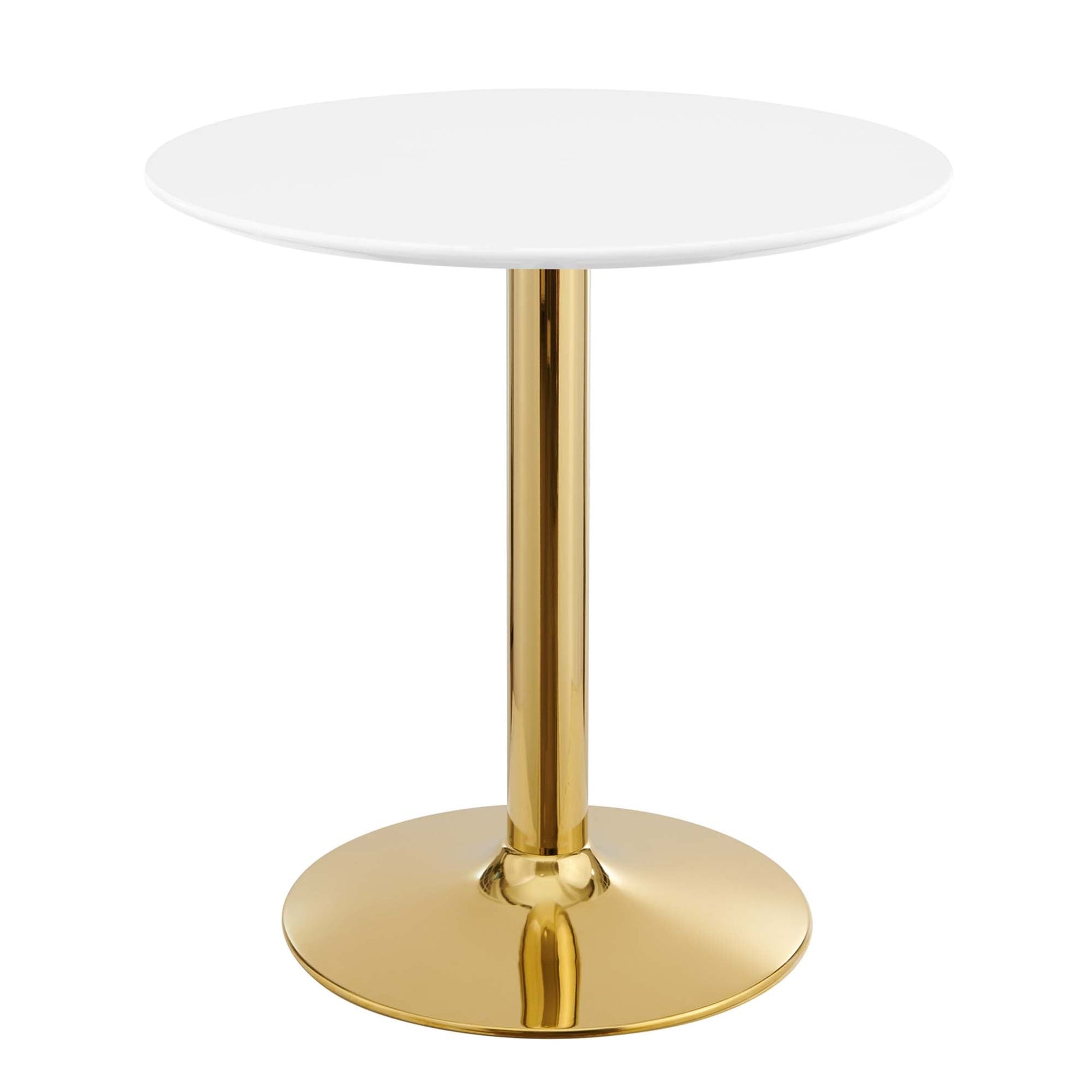 Crest Round Dining Table – White Top with Gold Pedestal Base 28" Denmark Home