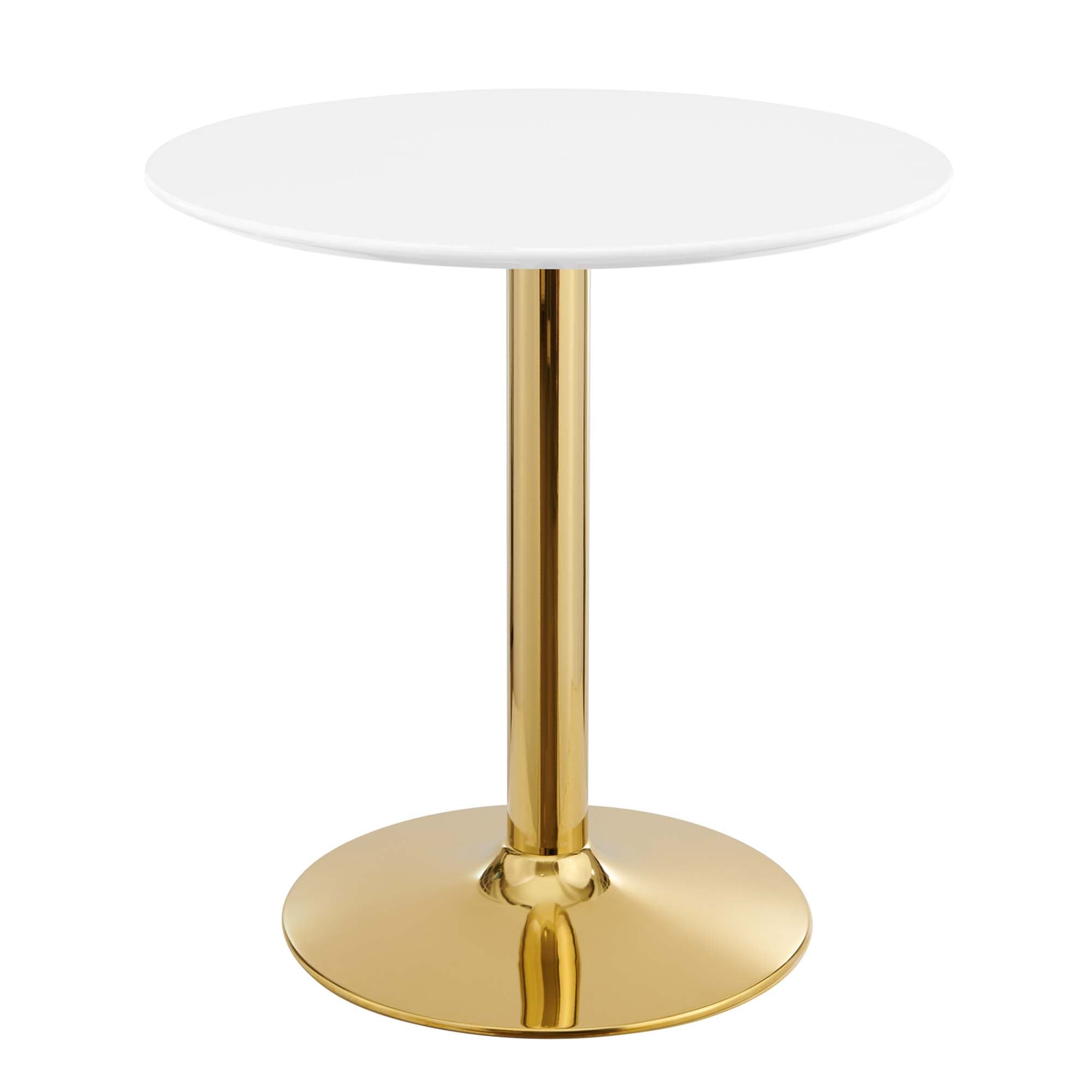 Crest Round Dining Table – White Top with Gold Pedestal Base 28" Denmark Home