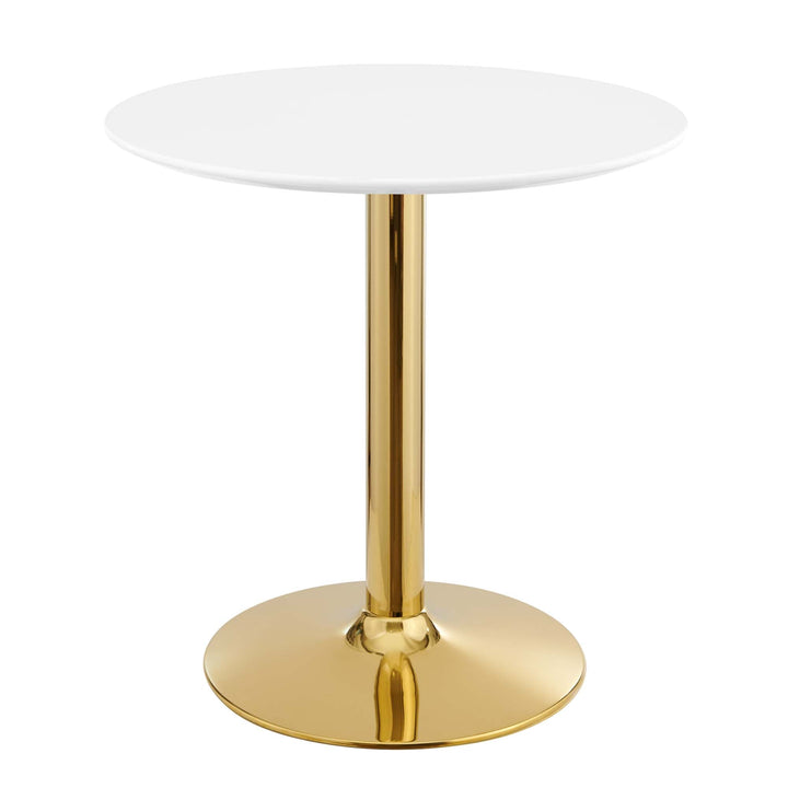 Crest Round Dining Table – White Top with Gold Pedestal Base 28" Denmark Home