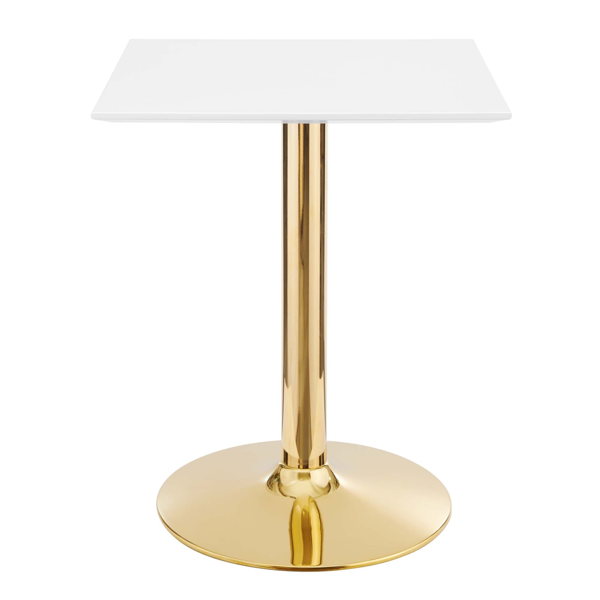 Crest Square Dining Table – White Top with Gold Pedestal Base 24" Denmark Home