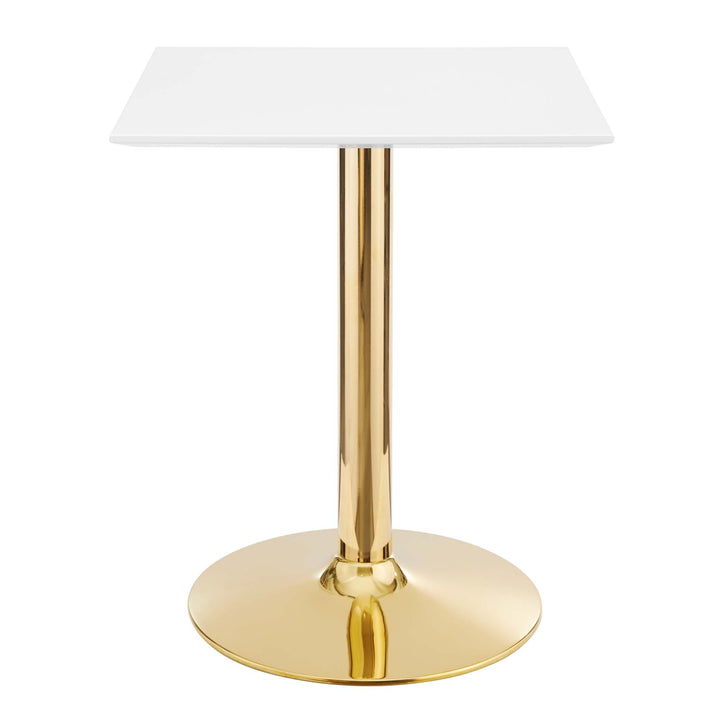 Crest Square Dining Table – White Top with Gold Pedestal Base 24" Denmark Home