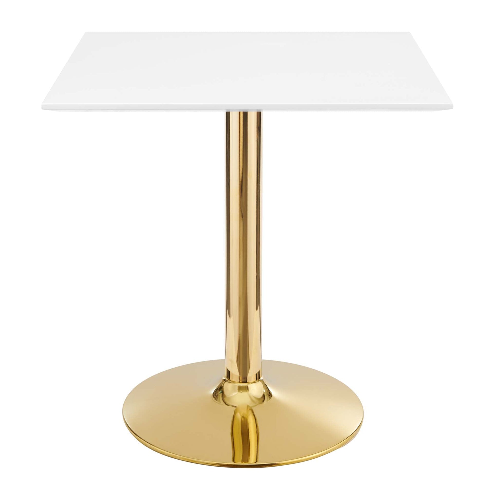 Crest Square Dining Table – White Top with Gold Pedestal Base 28" Denmark Home