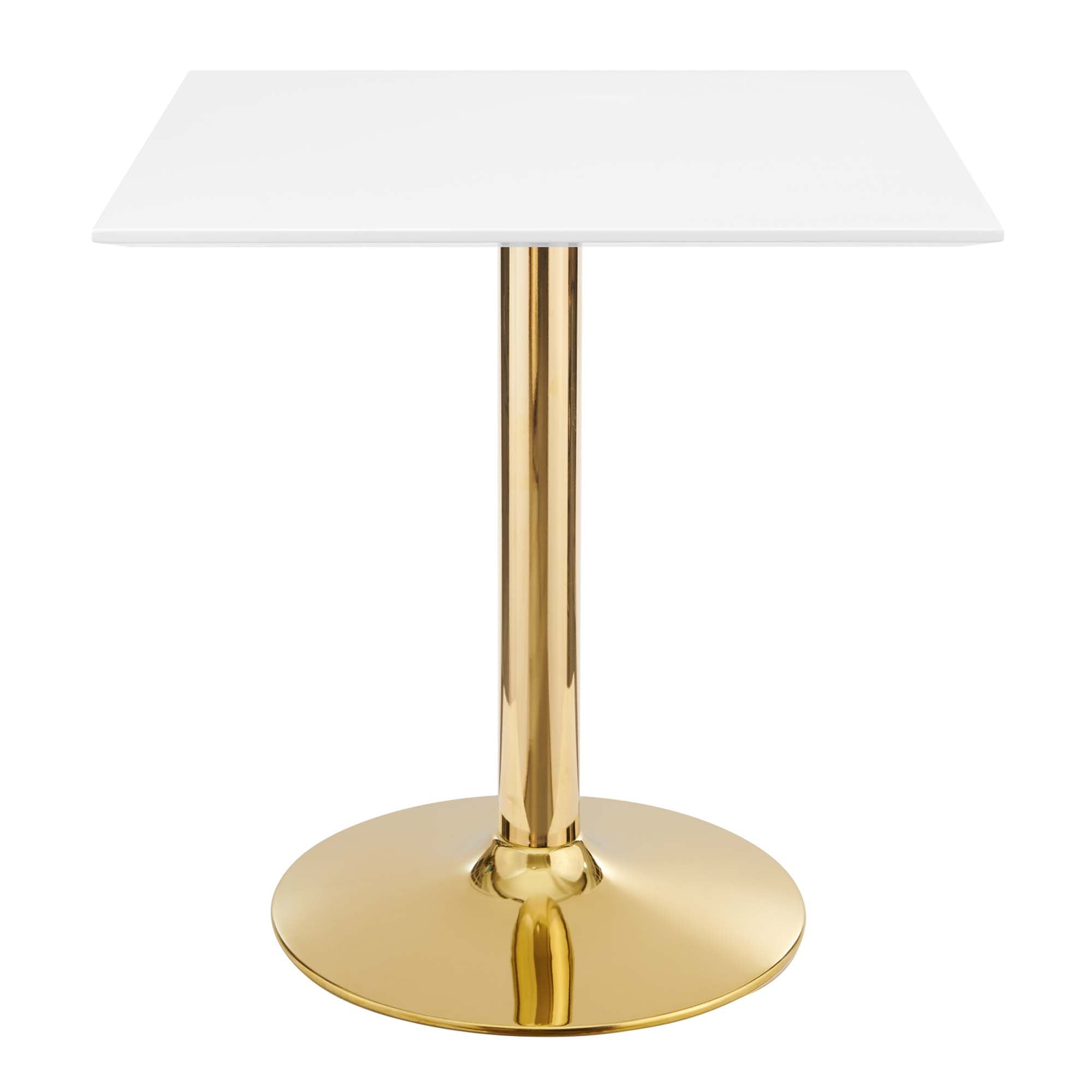 Crest Square Dining Table – White Top with Gold Pedestal Base 28" Denmark Home