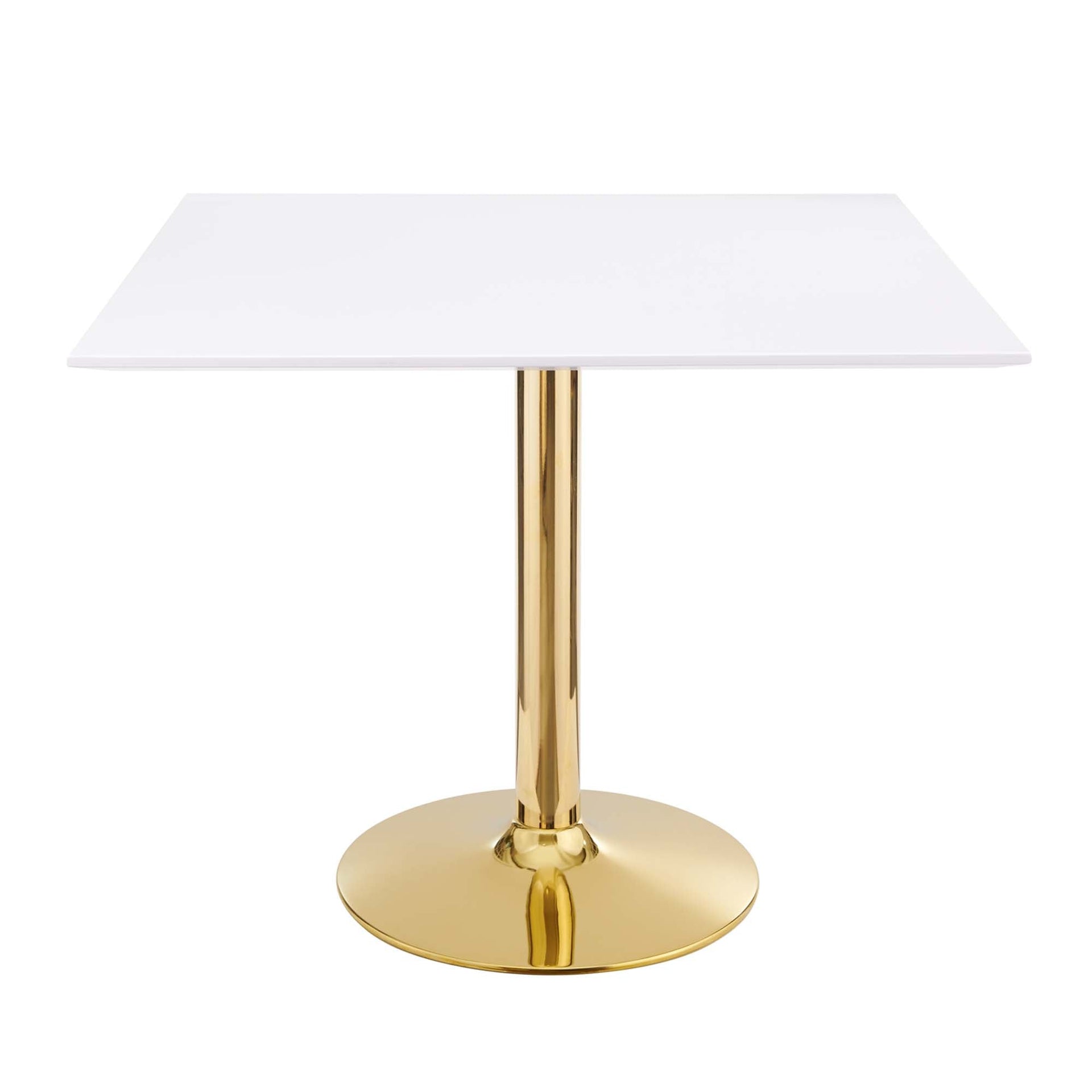 Crest Square Dining Table – White Top with Gold Pedestal Base 35" Denmark Home