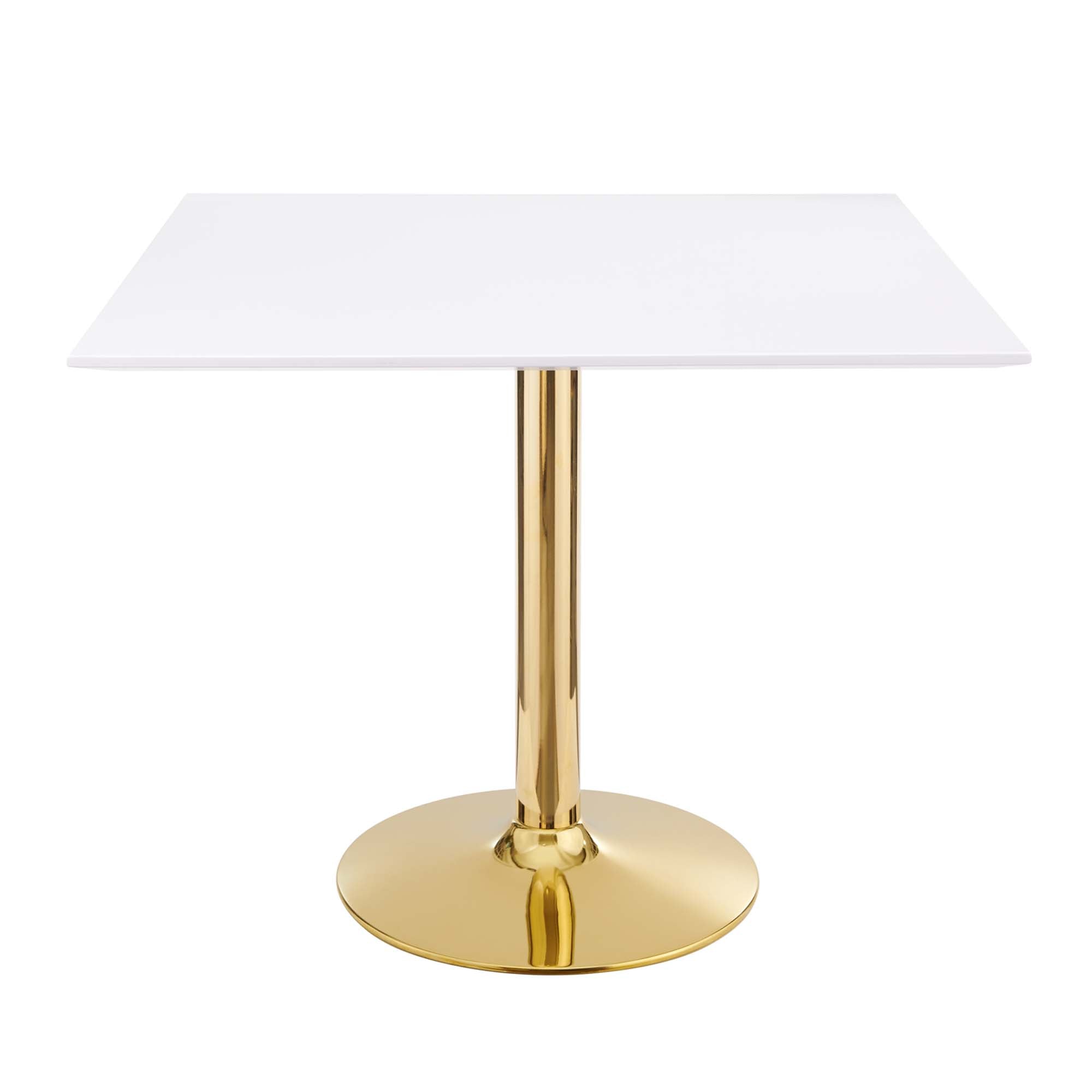 Crest Square Dining Table – White Top with Gold Pedestal Base 35" Denmark Home