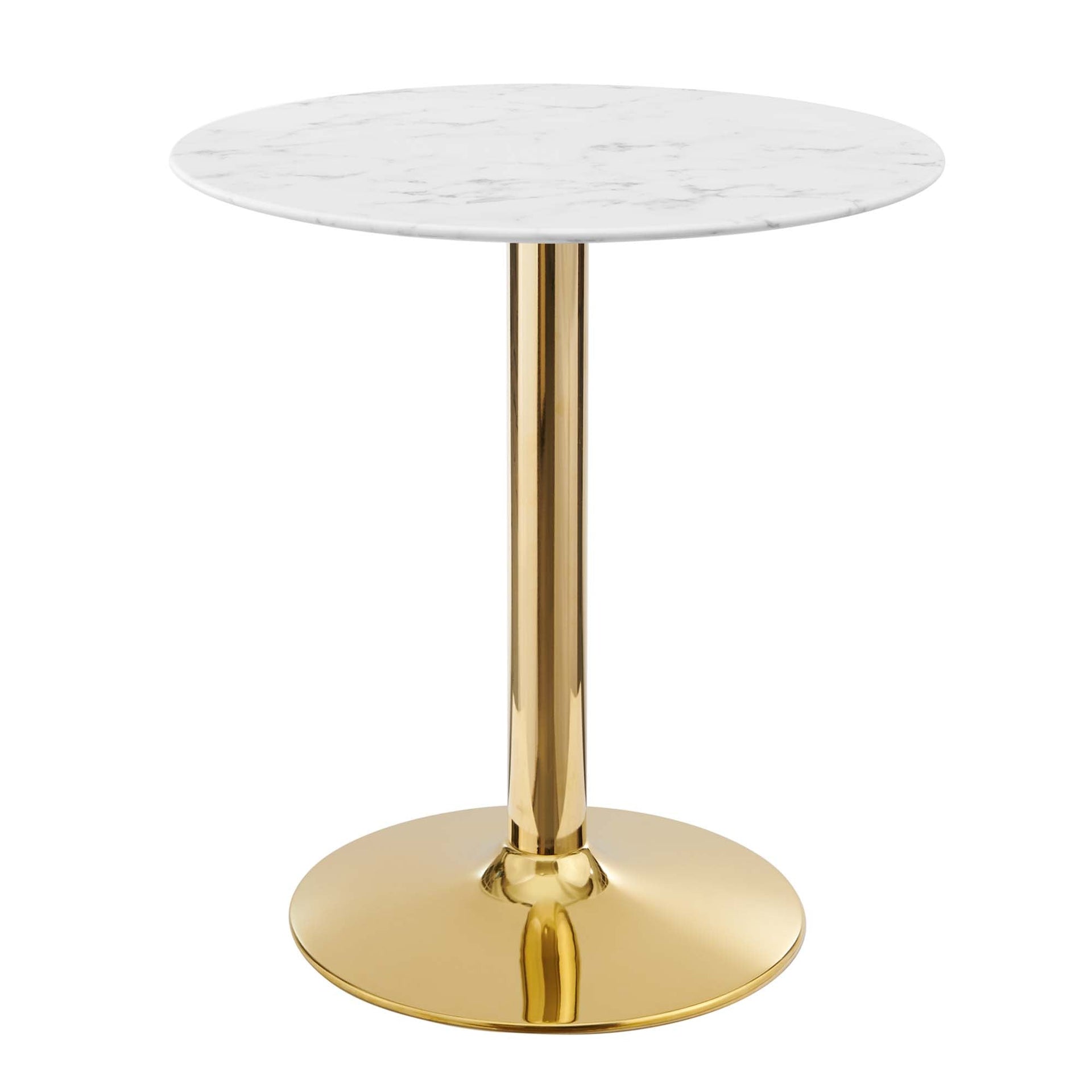 Crest Round Artificial Marble Dining Table – Gold Pedestal Base 28" Denmark Home