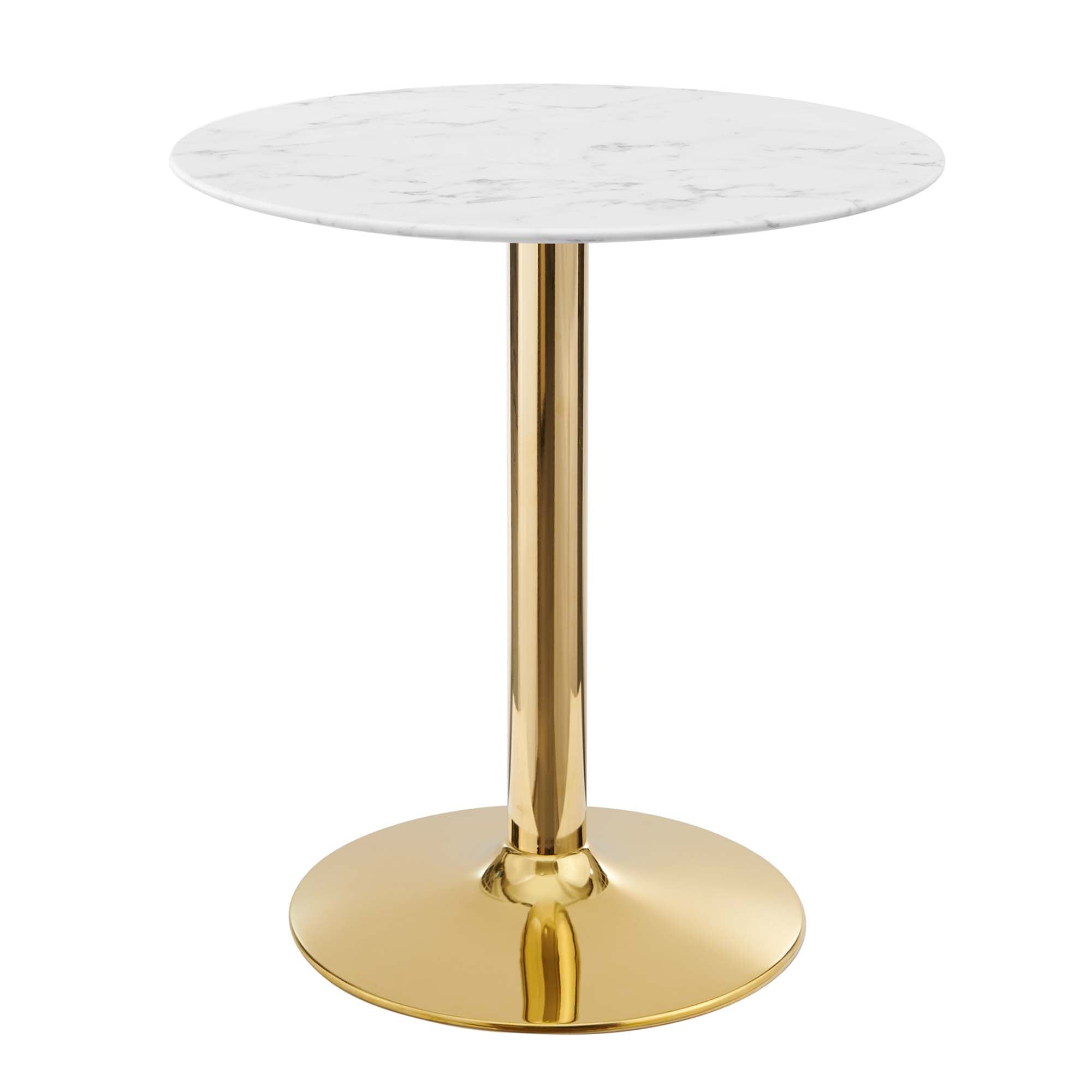 Crest Round Artificial Marble Dining Table – Gold Pedestal Base 28" Denmark Home