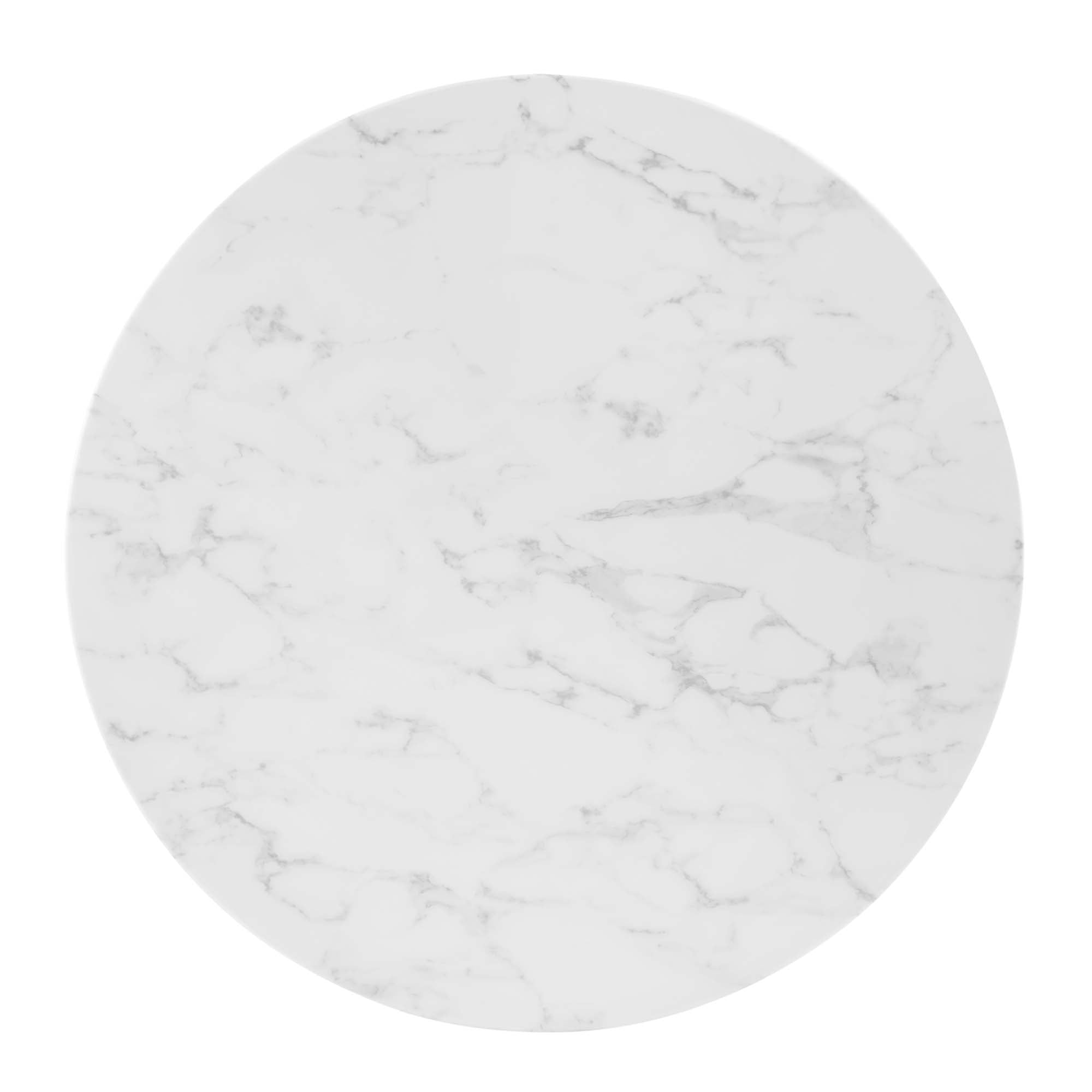 Crest Round Artificial Marble Dining Table – Gold Pedestal Base 35" Denmark Home