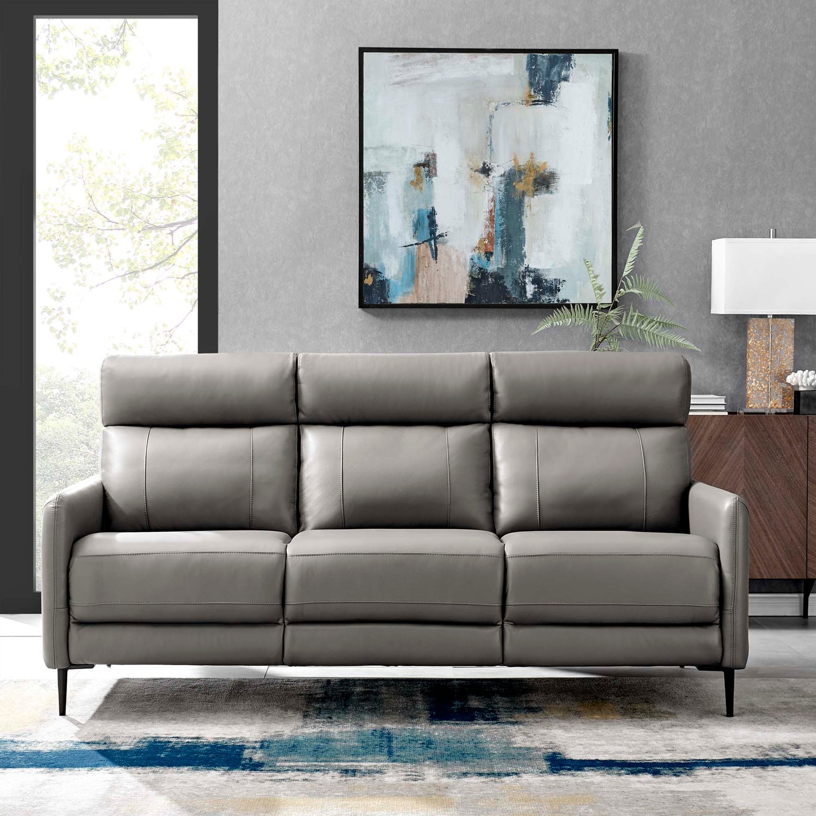 Interval Leather Sofa – Black Steel Base