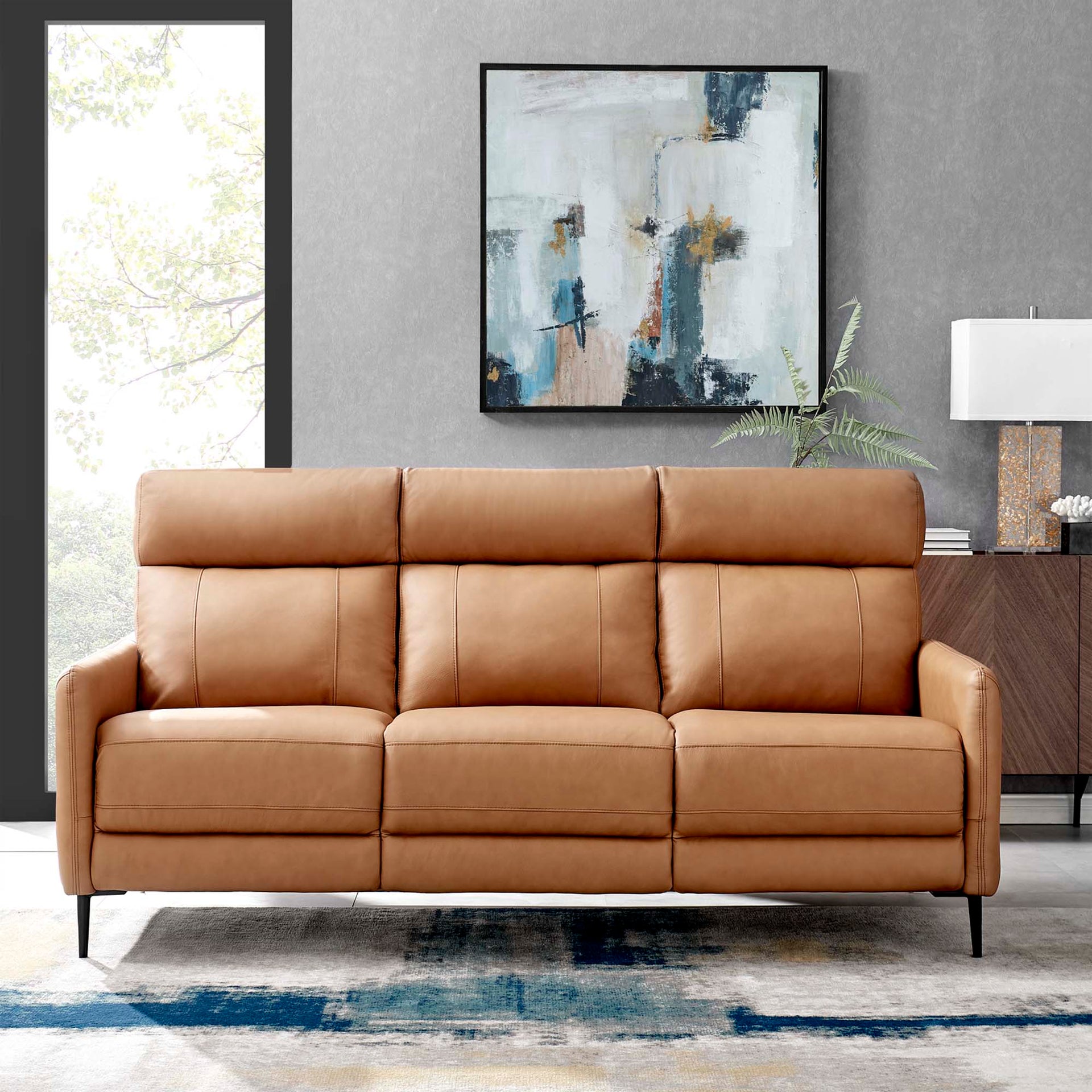 Interval Leather Sofa – Black Steel Base