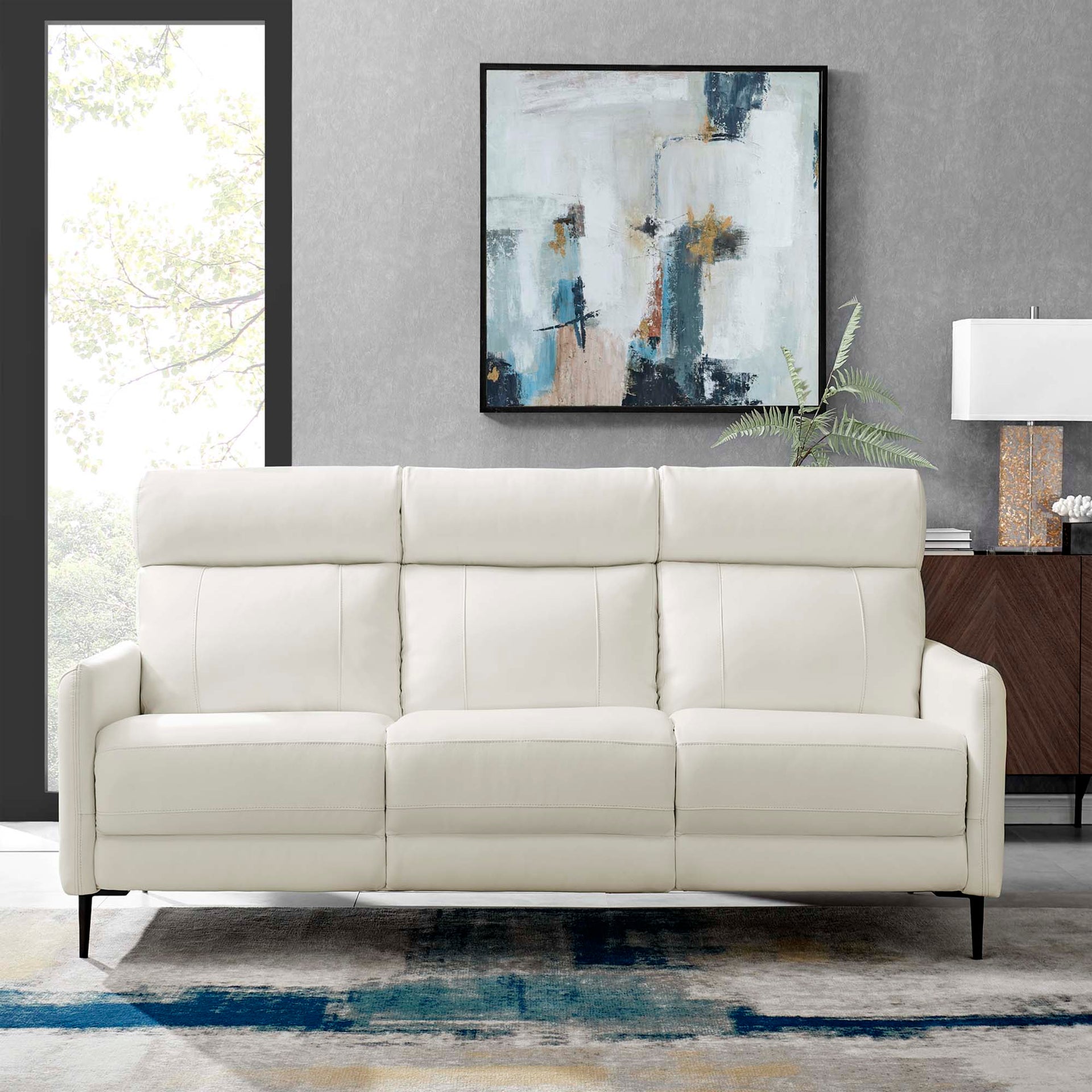 Interval Leather Sofa – Black Steel Base