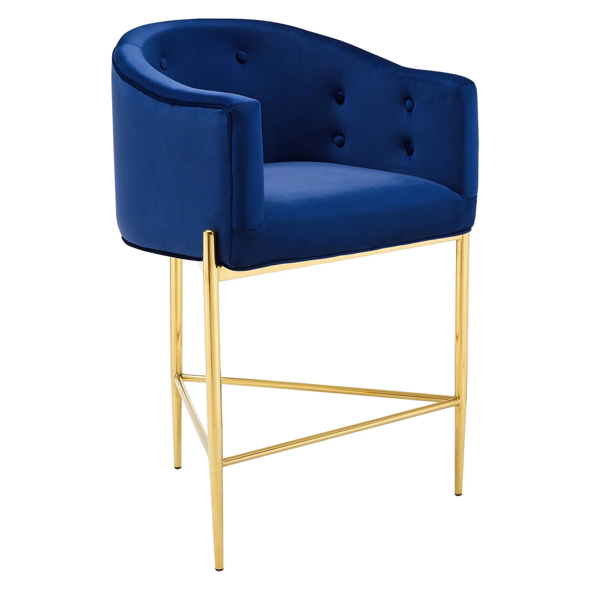 Sprig Tufted Performance Velvet Counter Stool Set of 2 - Navy Denmark Home