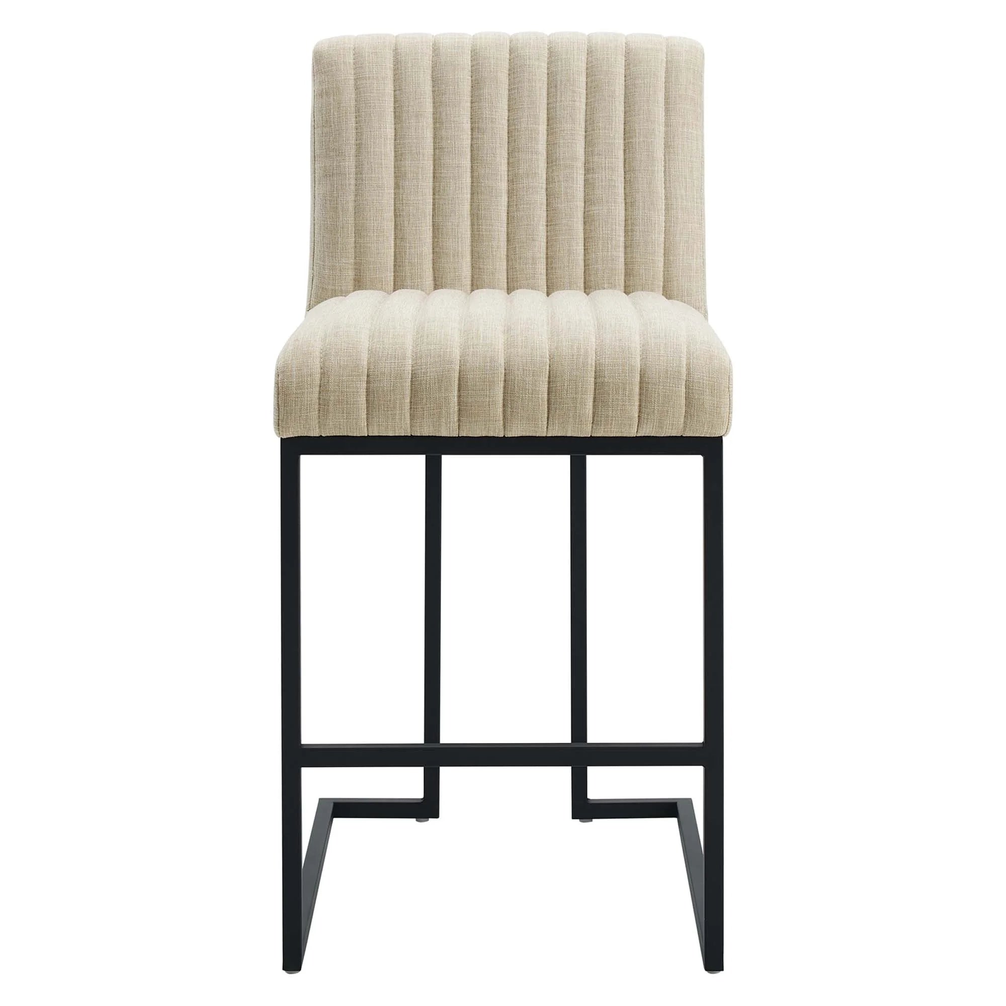 Hush Channel Tufted Fabric Counter Stool - Beige Denmark Home