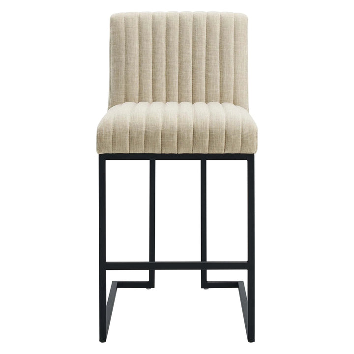 Hush Channel Tufted Fabric Counter Stool - Beige Denmark Home
