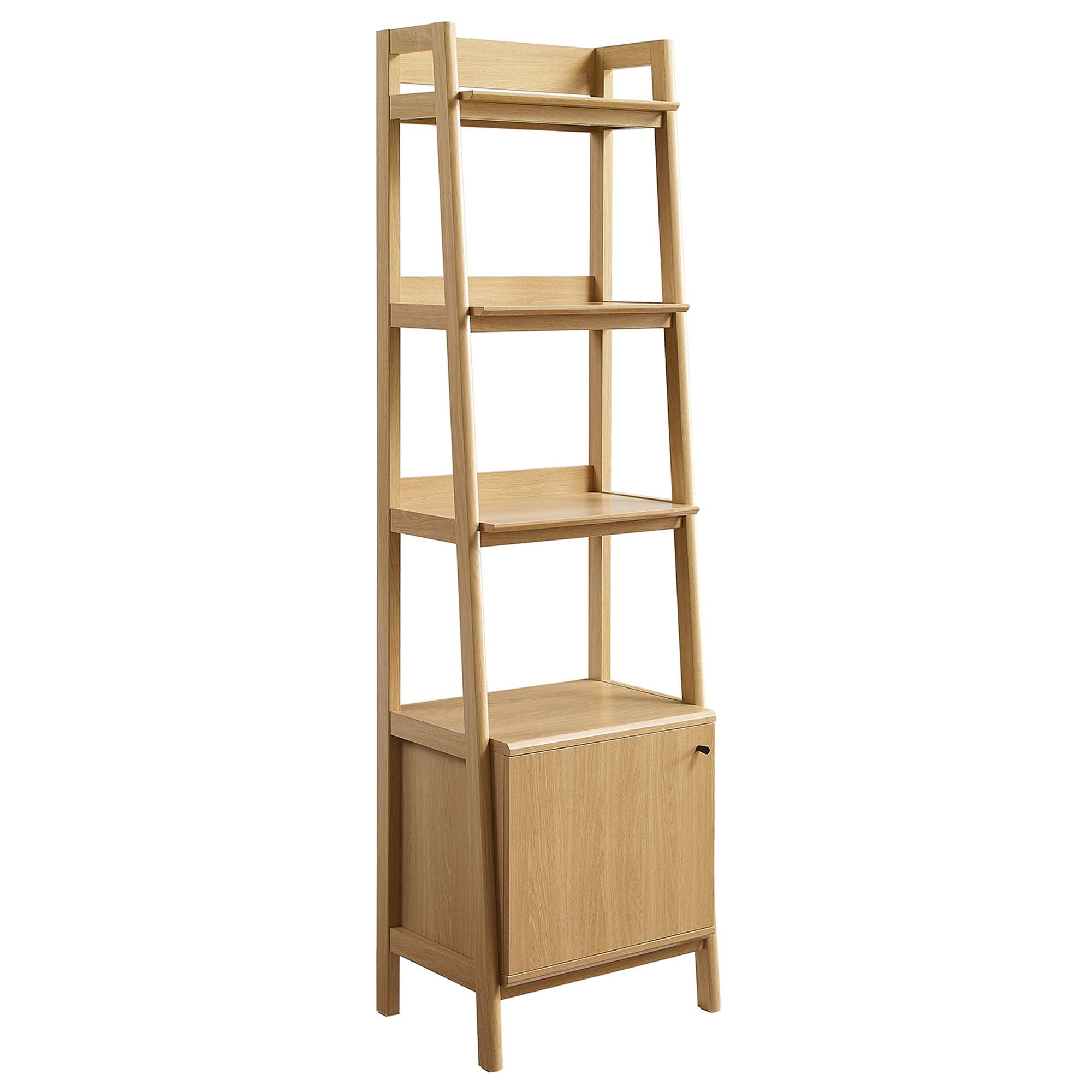 Teak Tiered Bookshelf with Concealed Storage - Oak Denmark Home