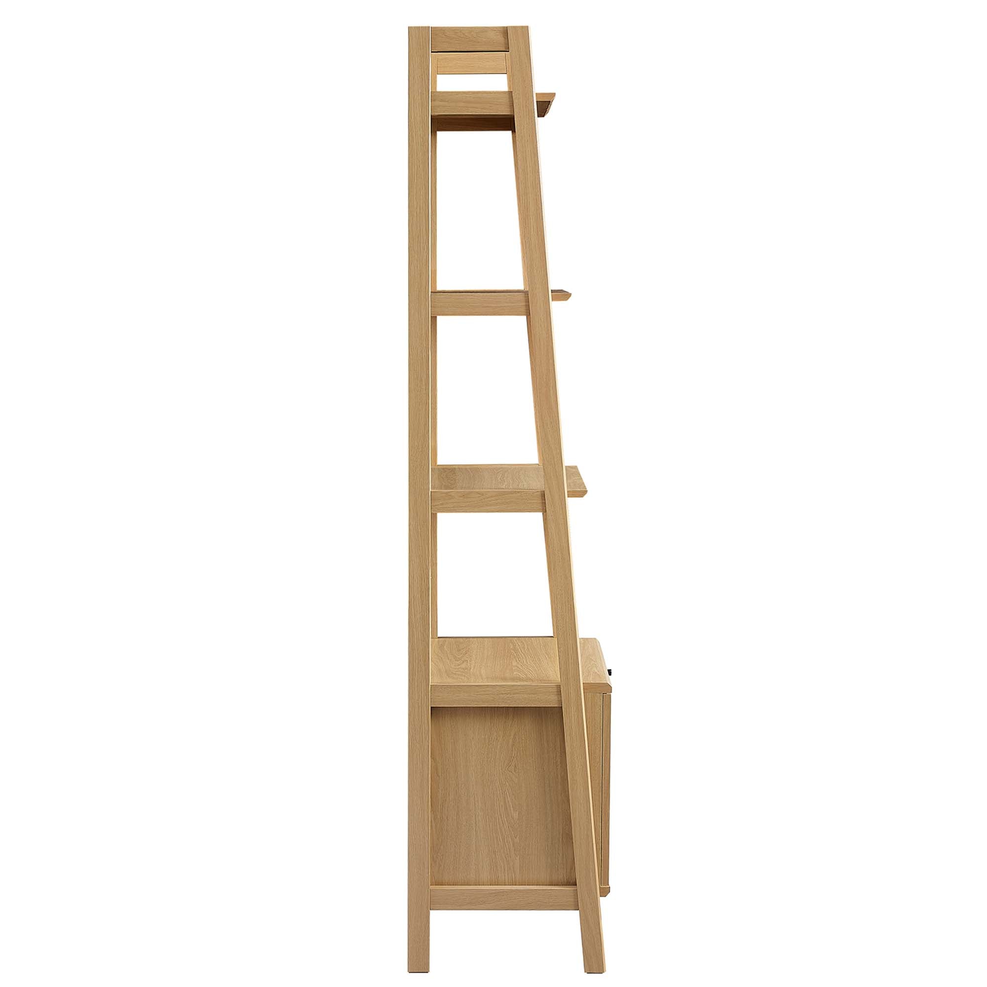 Teak Tiered Bookshelf with Concealed Storage - Oak Denmark Home