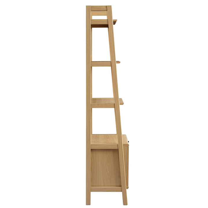 Teak Tiered Bookshelf with Concealed Storage - Oak Denmark Home