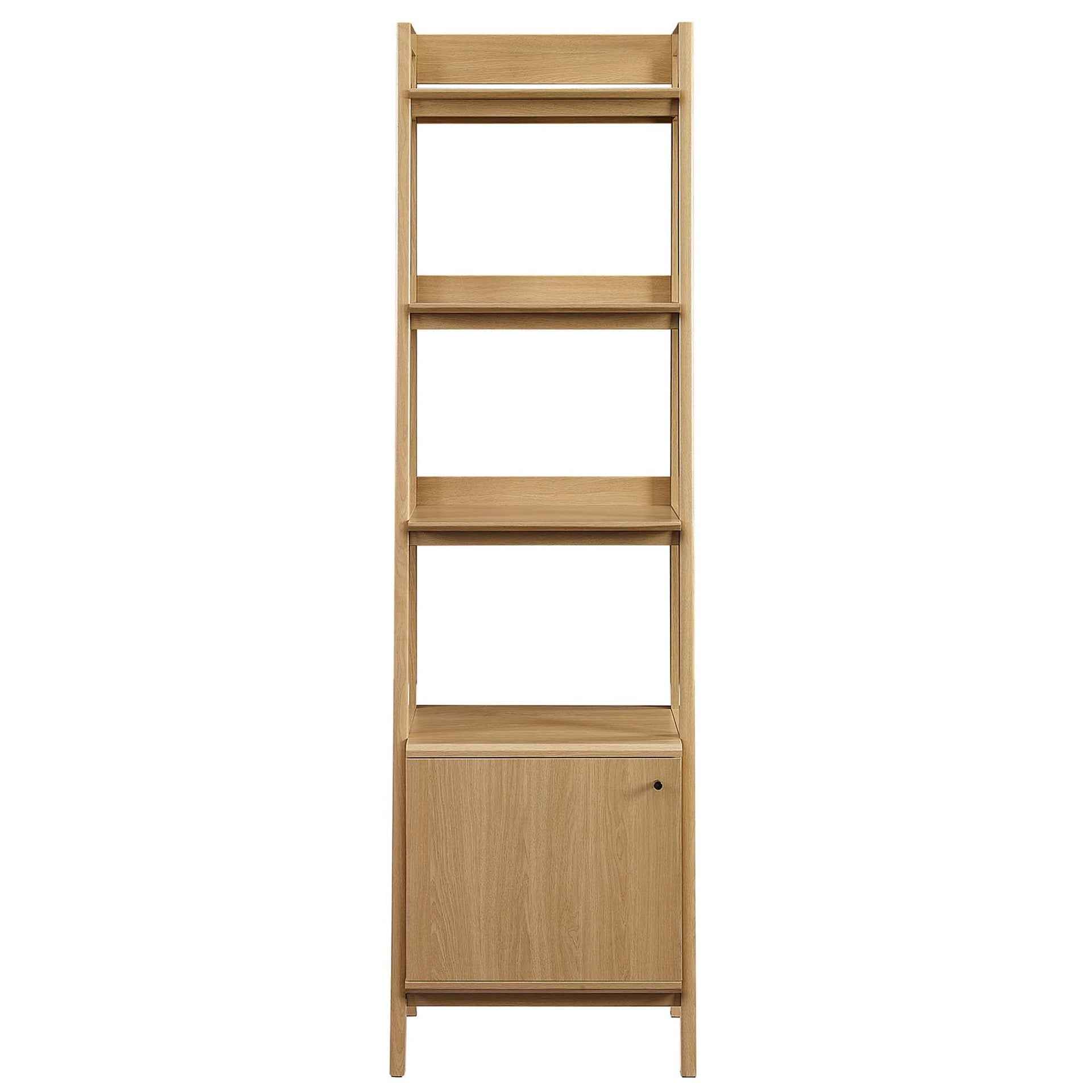 Teak Tiered Bookshelf with Concealed Storage - Oak Denmark Home