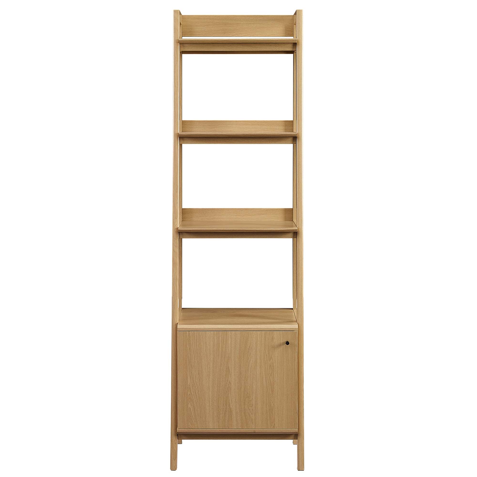 Teak Tiered Bookshelf with Concealed Storage - Oak Denmark Home